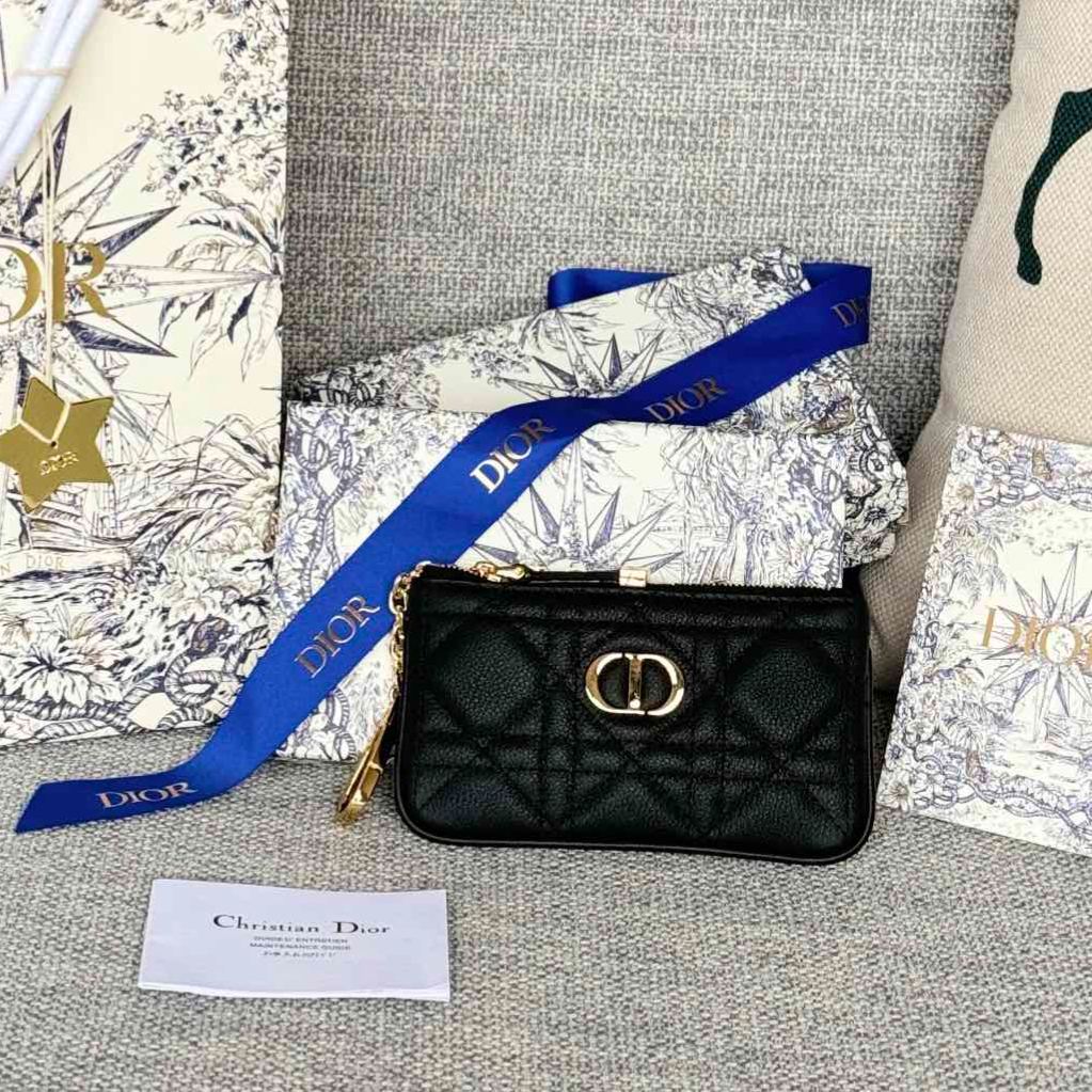 Dior Cannage Key Ring Coin Case Black（S5158UWHC-M900）