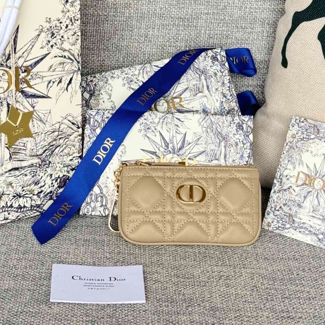 Dior Cannage Key Ring Coin Case Black（S5158UWHC-M900）