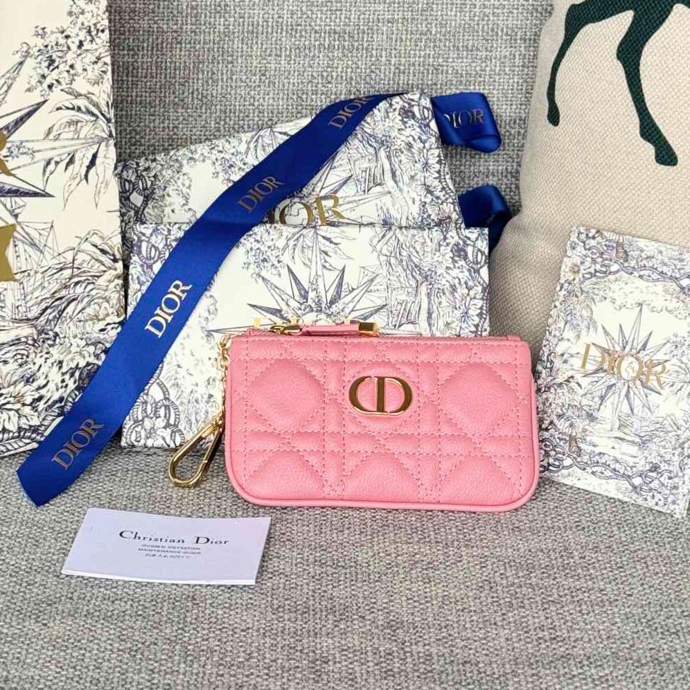 Dior Cannage Key Ring Coin Case Black（S5158UWHC-M900）