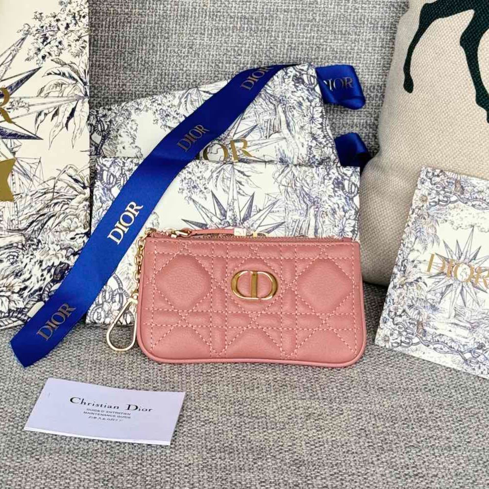 Dior Cannage Key Ring Coin Case Black（S5158UWHC-M900）