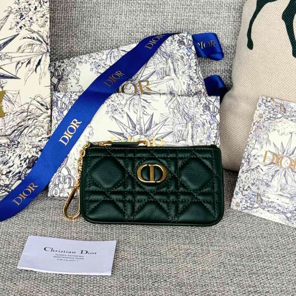 Dior Cannage Key Ring Coin Case Black（S5158UWHC-M900）