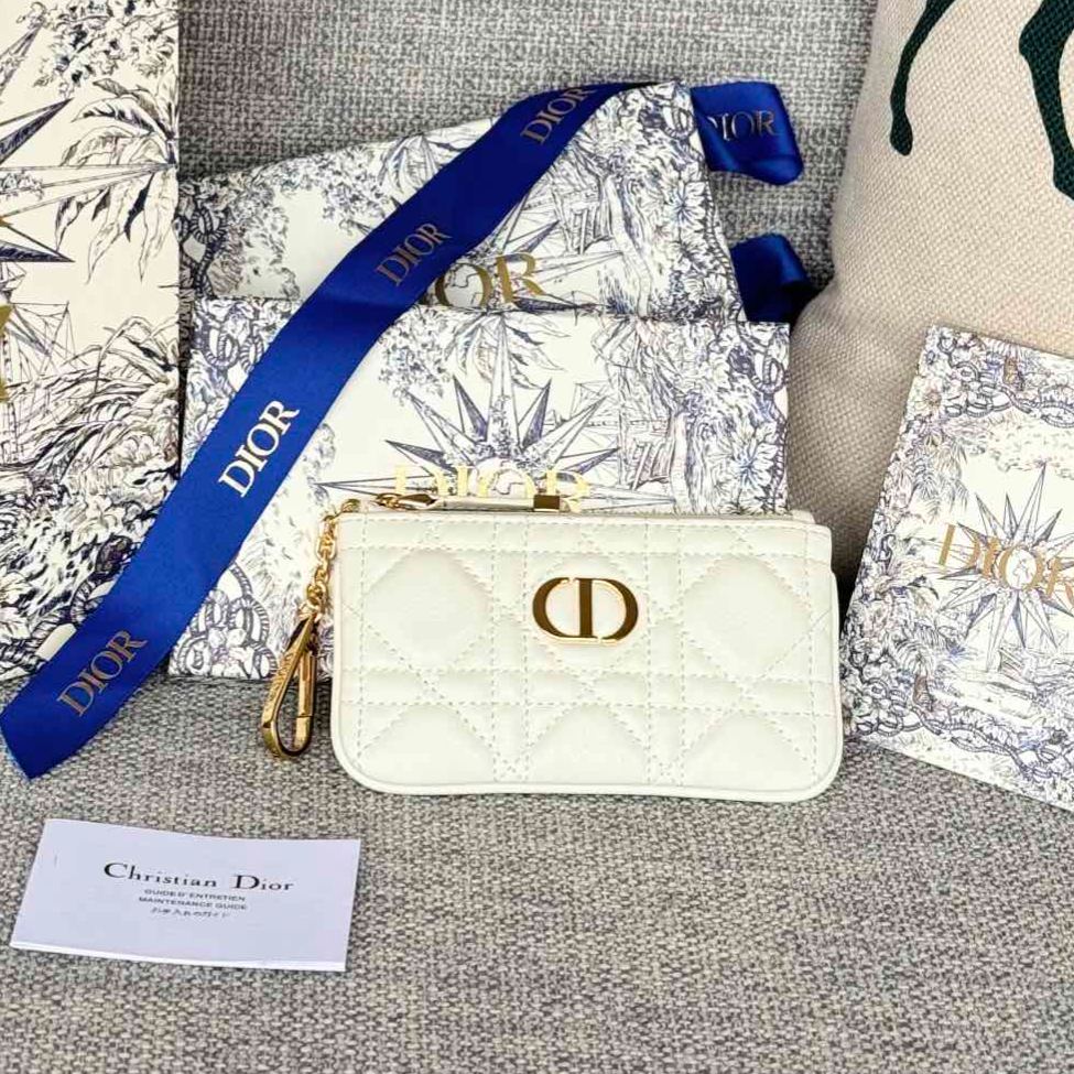 Dior Cannage Key Ring Coin Case Black（S5158UWHC-M900）