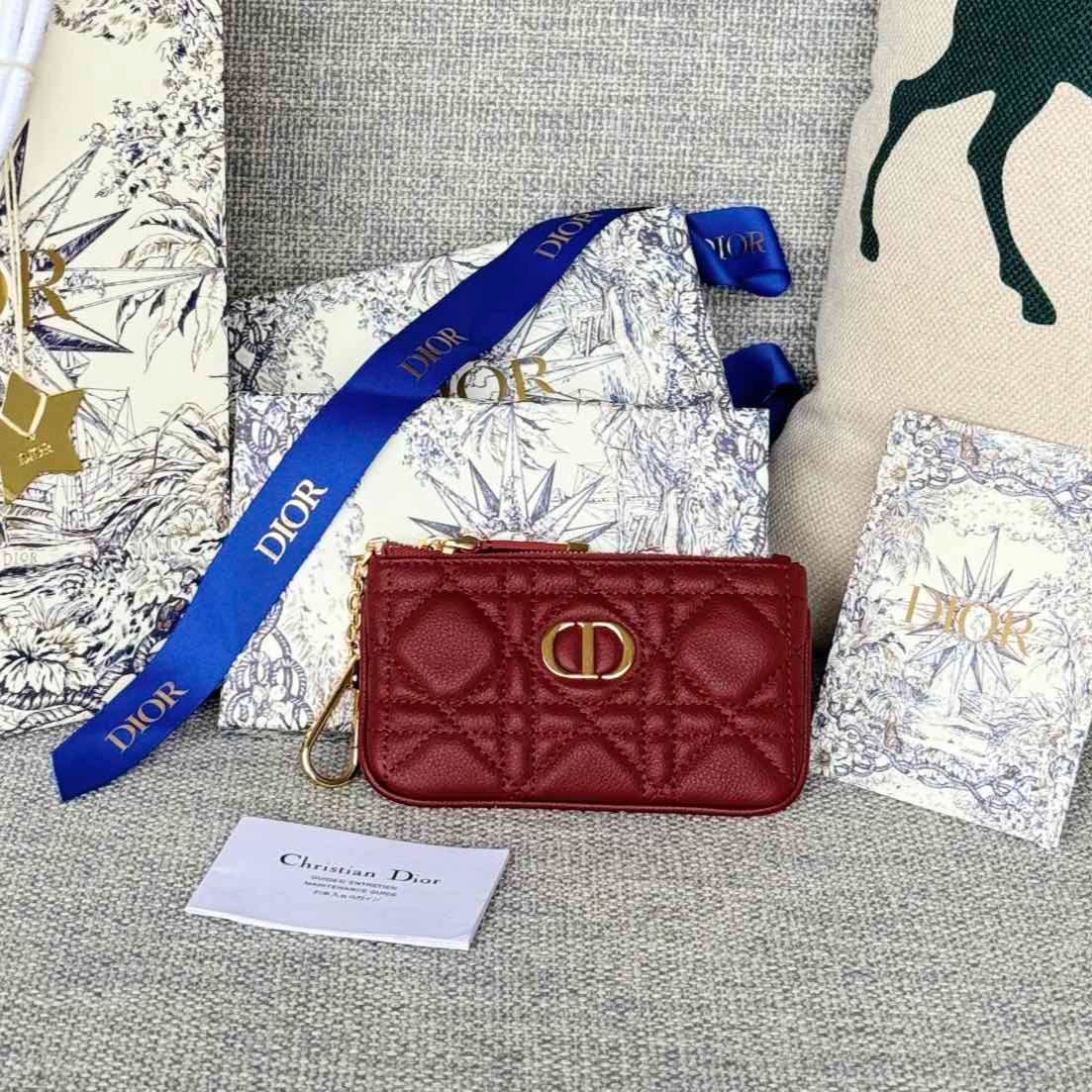 Dior Cannage Key Ring Coin Case Black（S5158UWHC-M900）