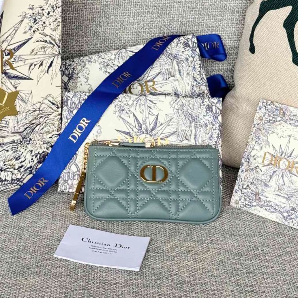 Dior Cannage Key Ring Coin Case Black（S5158UWHC-M900）