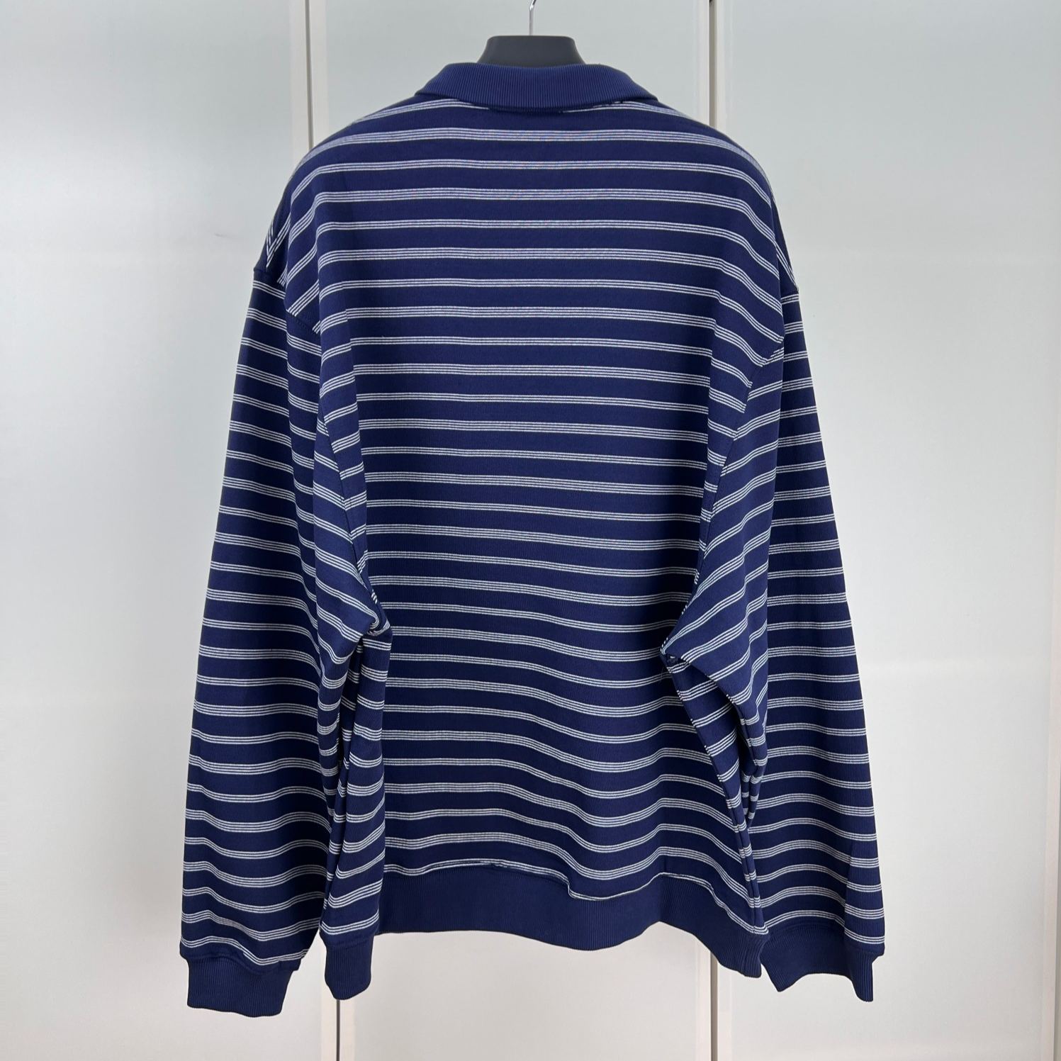 MIUMIU Blue/white Striped Zipper Polo Shirt（MJL773-174V-F022X-S-OOO）
