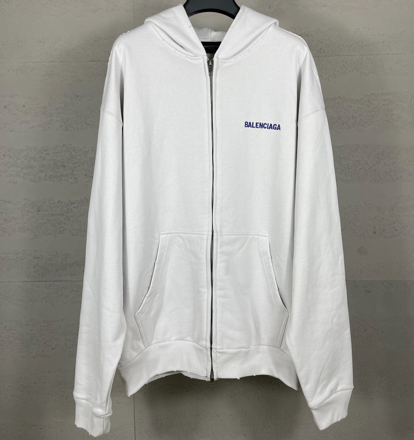 Balenciaga Back Zip-up Hoodie Regular Fit in Dirty White/blue (803264TSVP18016）