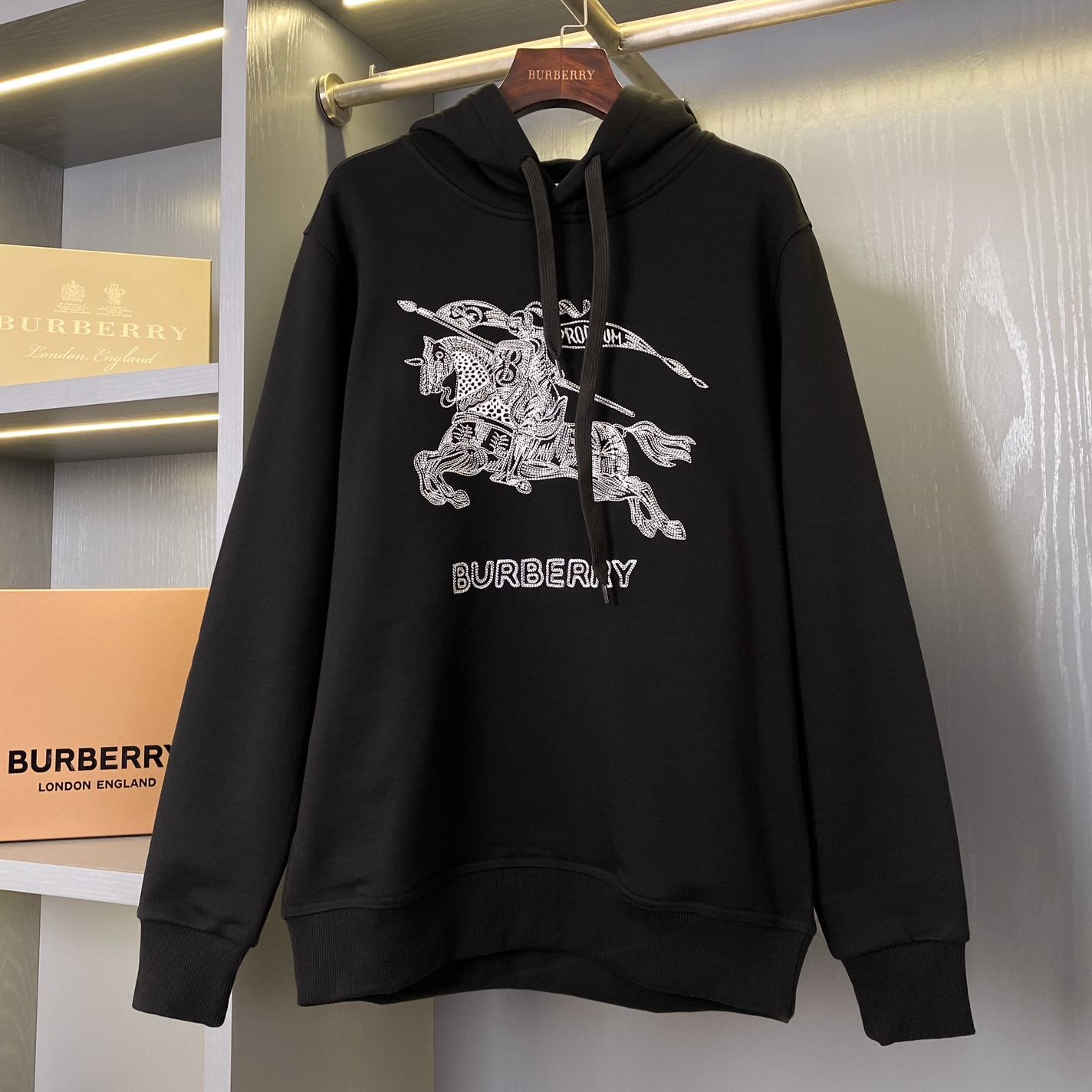 Burberry Embroidered EKD Cotton Hoodie（80727761）