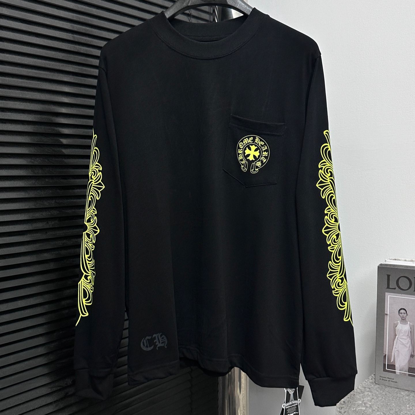 CHROME HEARTS neon floral cross long-sleeved pocket T-shirt 2020 spring and summer (ch-064）