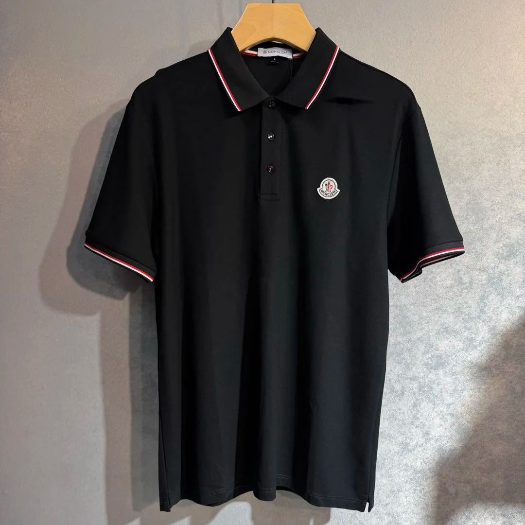 Moncler Black Tricolor-Trimmed Cotton Piquet Polo Shirt（K10918A7030084556999）