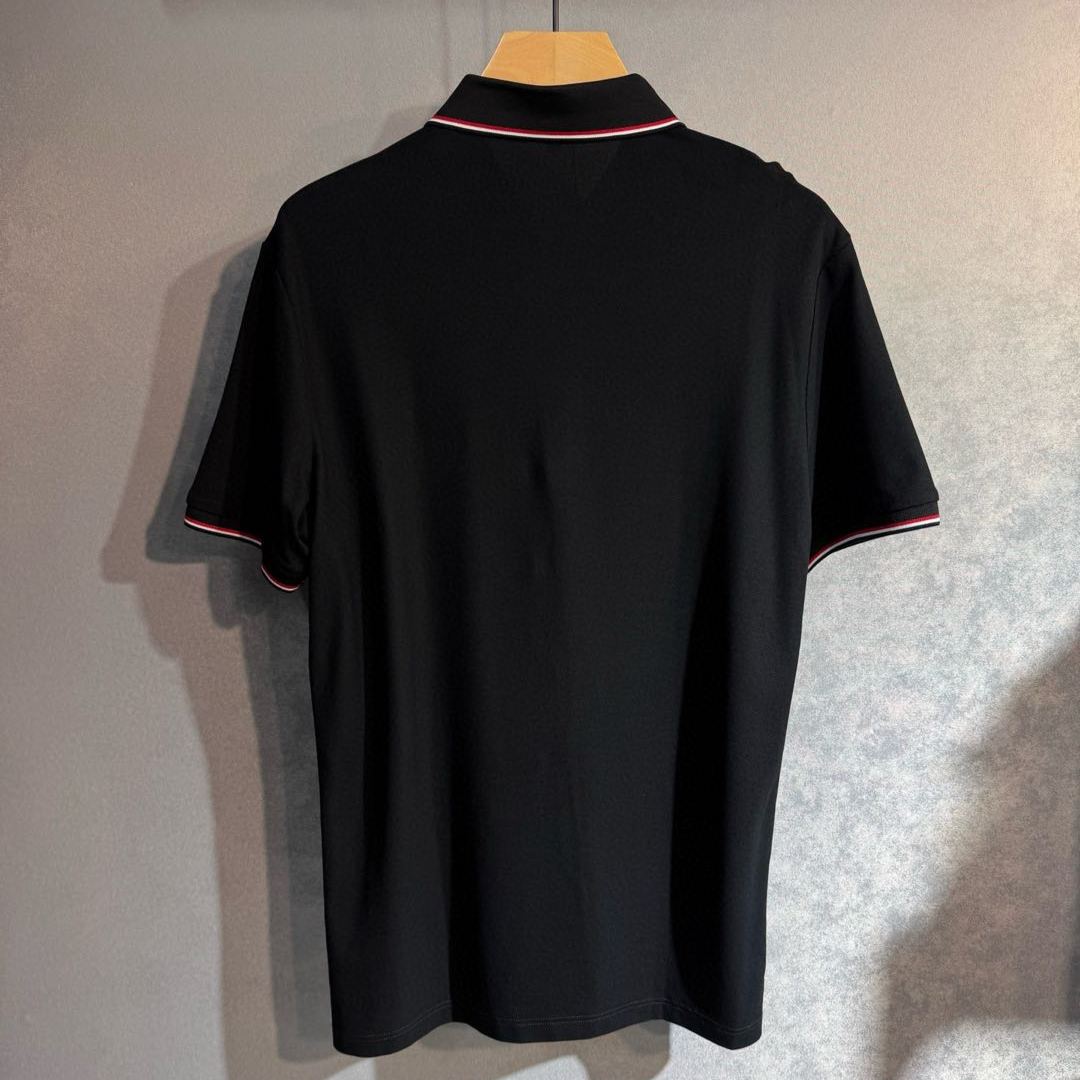 Moncler Black Tricolor-Trimmed Cotton Piquet Polo Shirt（K10918A7030084556999）