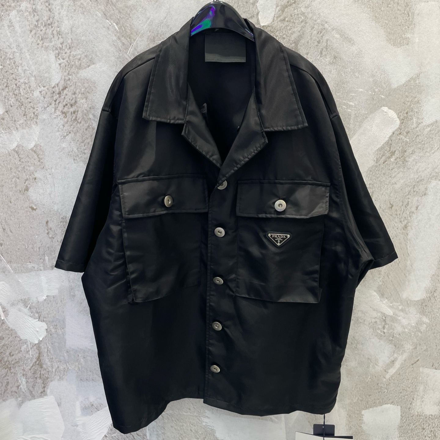 PRADA Men's Re-Nylon Short Sleeve Shirt (SC637-1WQ8-F0002）