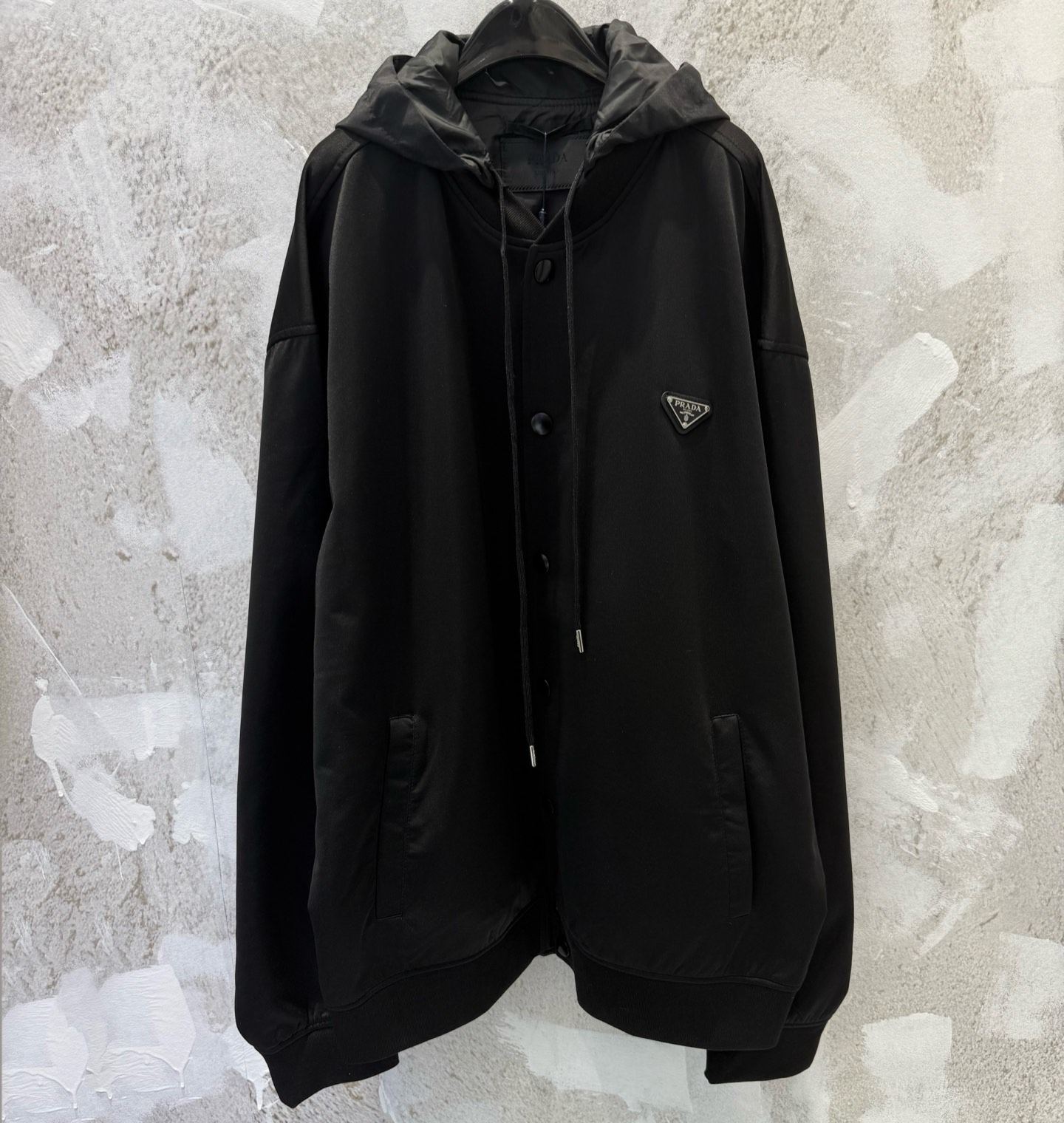 PRADA Men's Hooded Baseball Jacket (UJL43B-14LA-F0806-S-OOO）