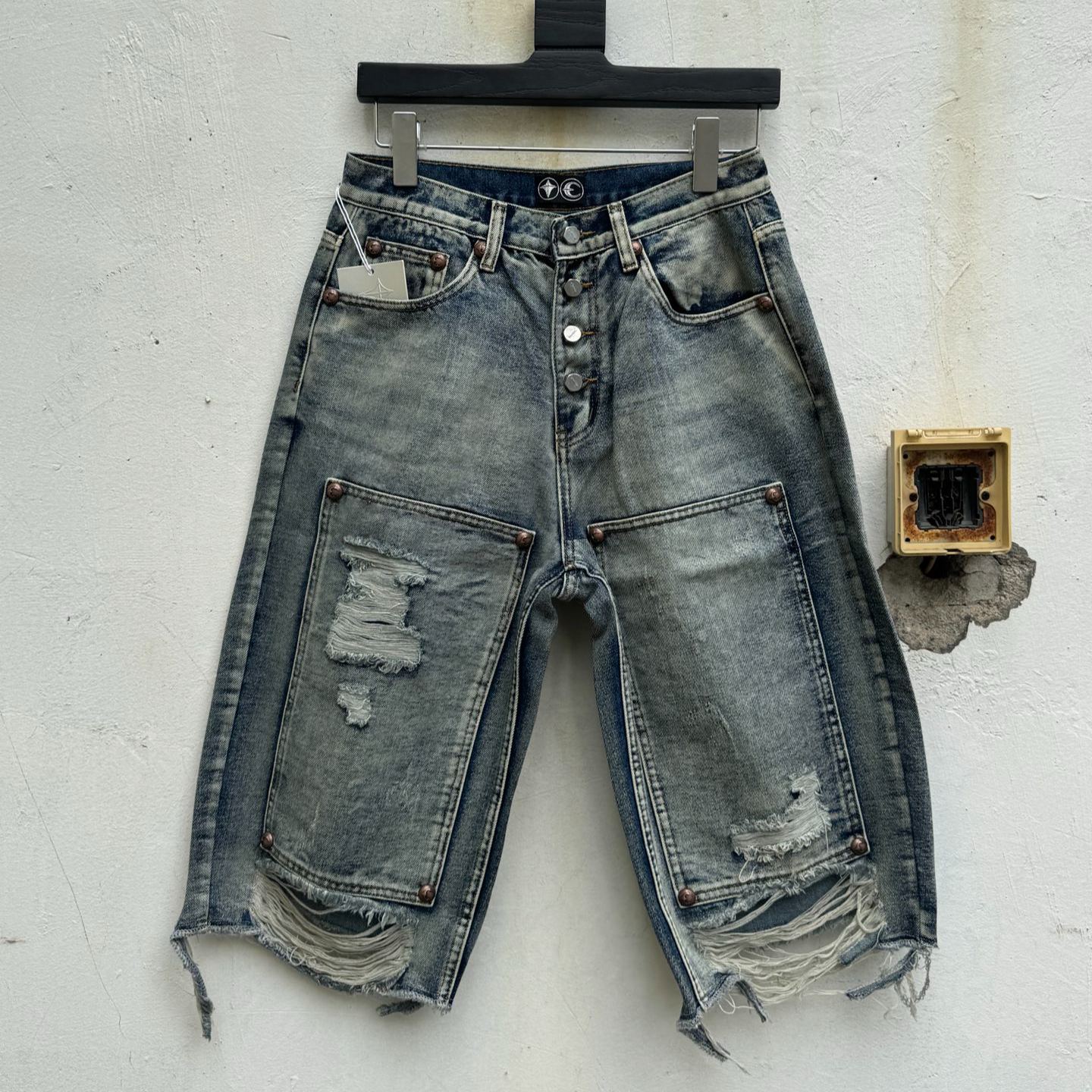 THUG CLUB Double knee Damage Shorts（TC24PT0302）