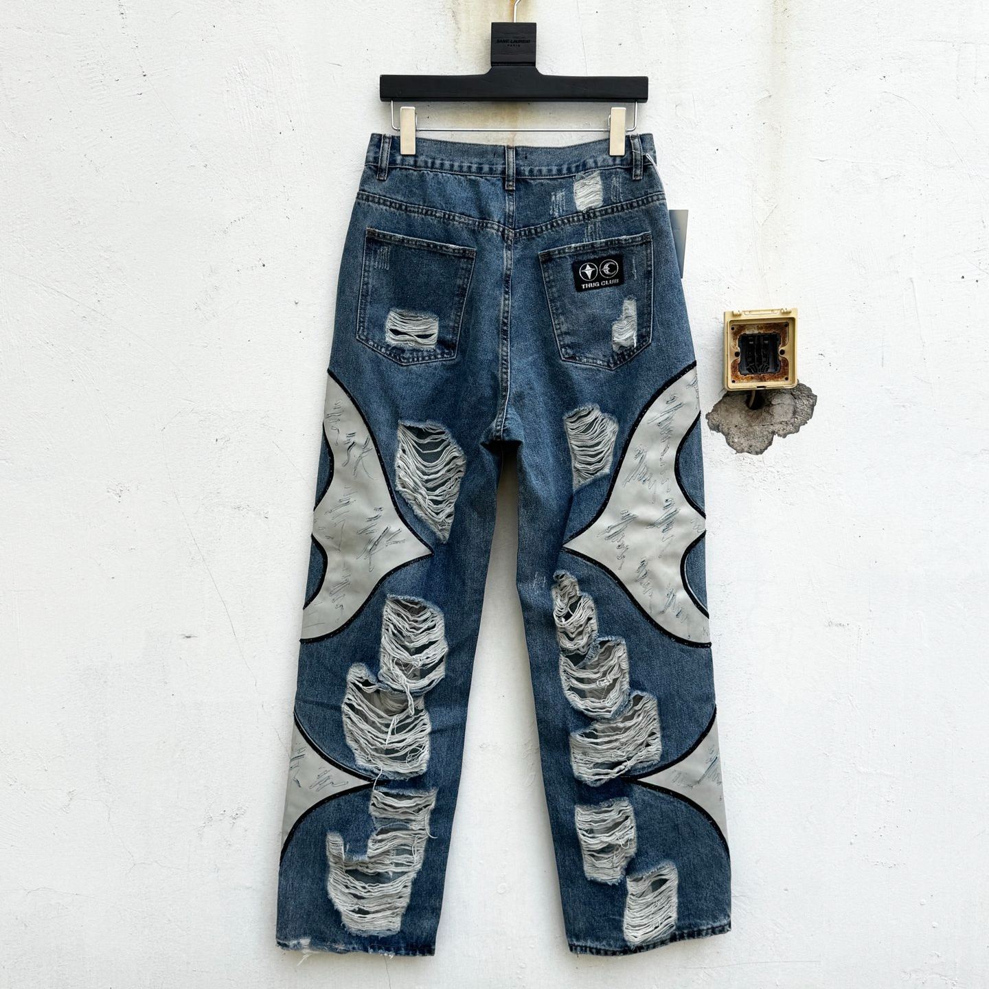 THUG CLUB TC24PT2101 Distressed Tribal Denim Pants（TC24PT2101）