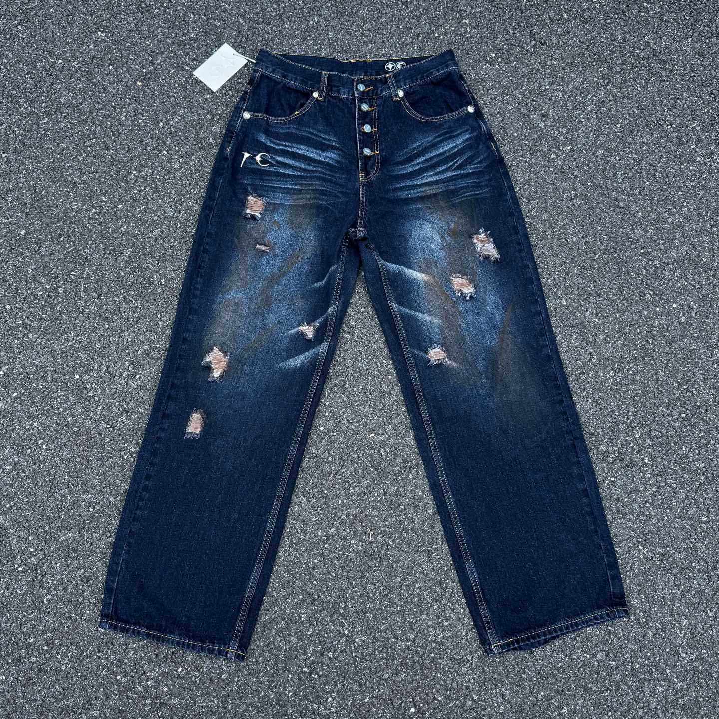 THUG CLUB Burn Down Denim Pants "BLUE"（TC25PT0701）