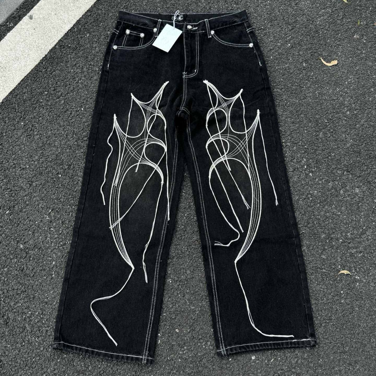 THUG CLUB Tribal Tree Denim Pants "Black"（TCFW-110-02）