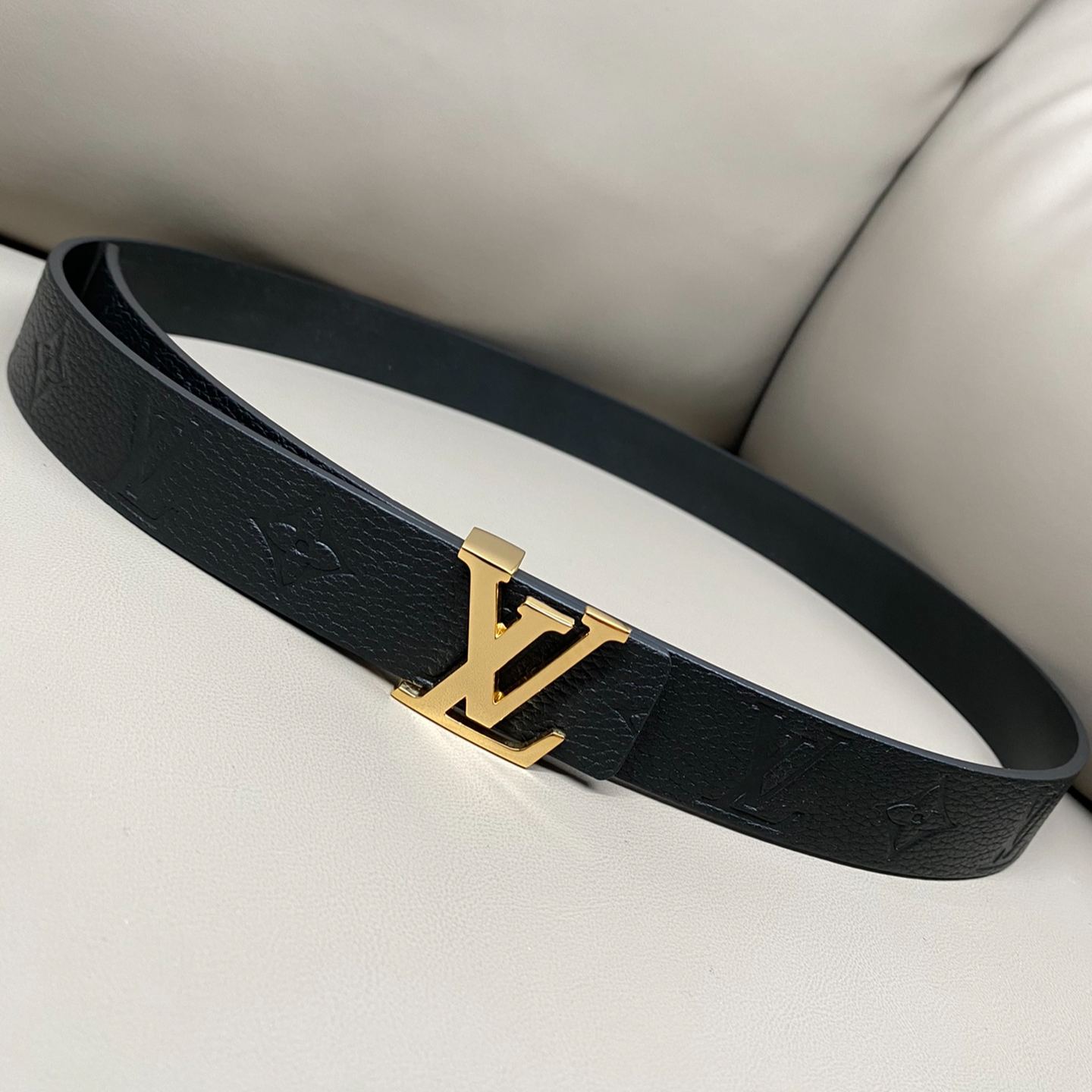 Louis Vuitton Iconic Monogram Empreinte Black Leather Strap 30mm（M0328）