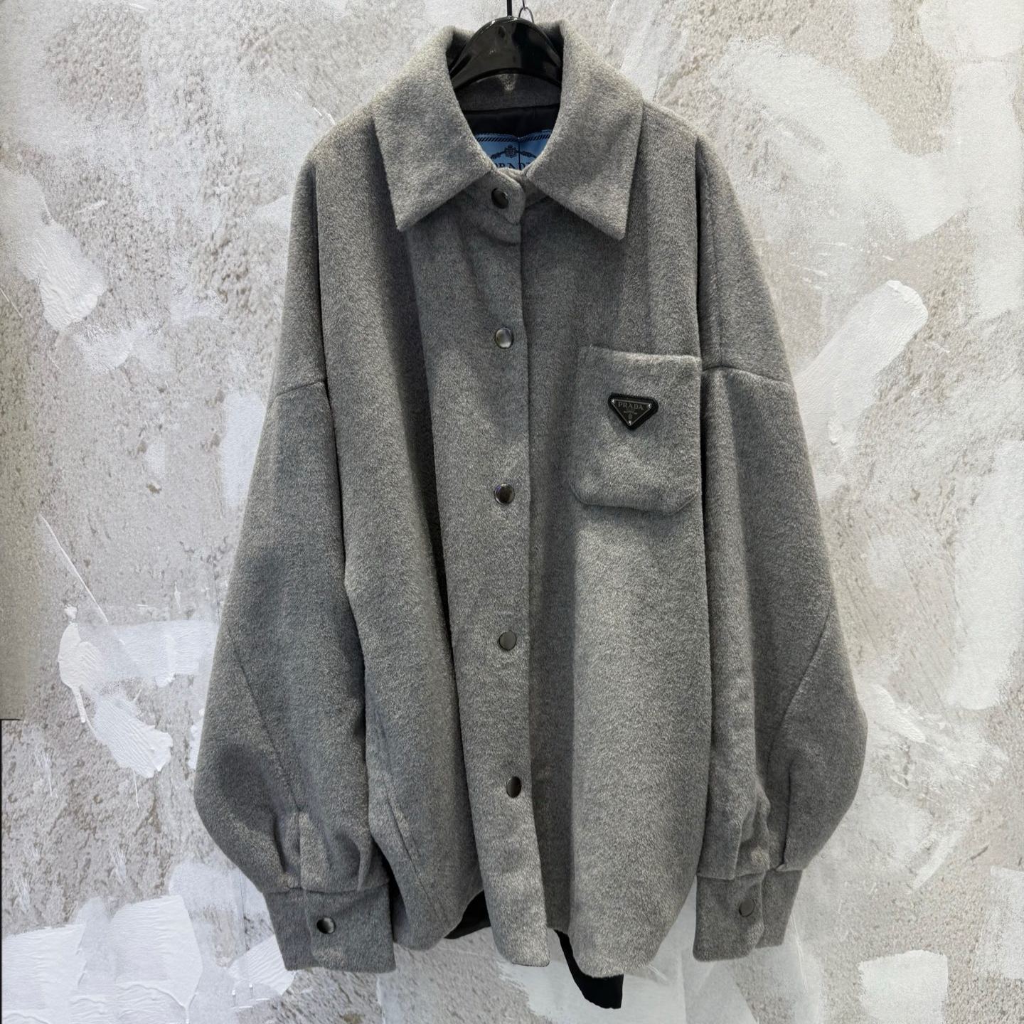 Prada Grey Cashgora oversized blouson (P668O-1Y5Z-F0031-S-212）