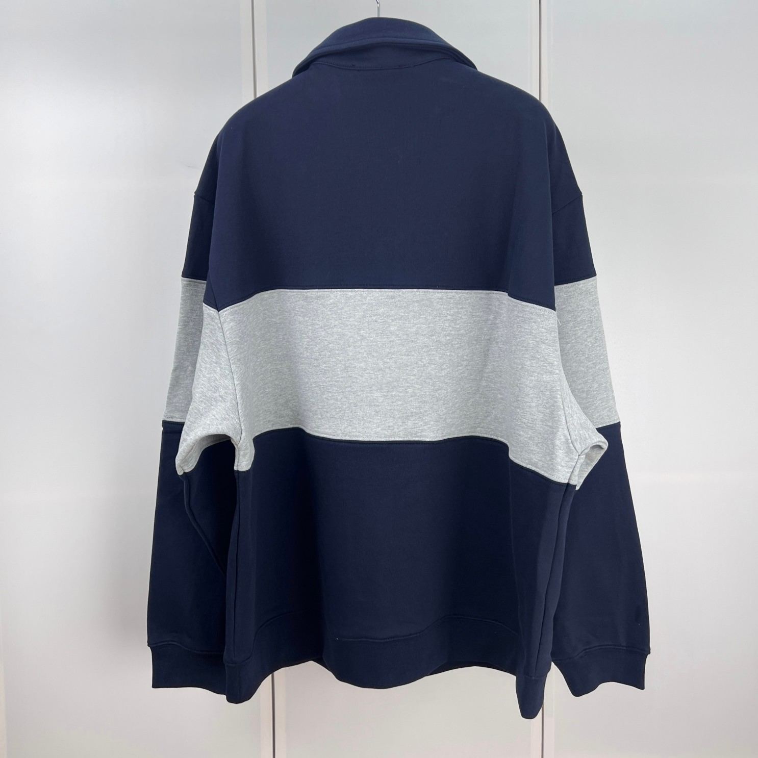 MIU MIU colorblock micro logo half-zip sweatshirt long sleeve blue-gray（MJL090-17H4-F005R-S-OOO）