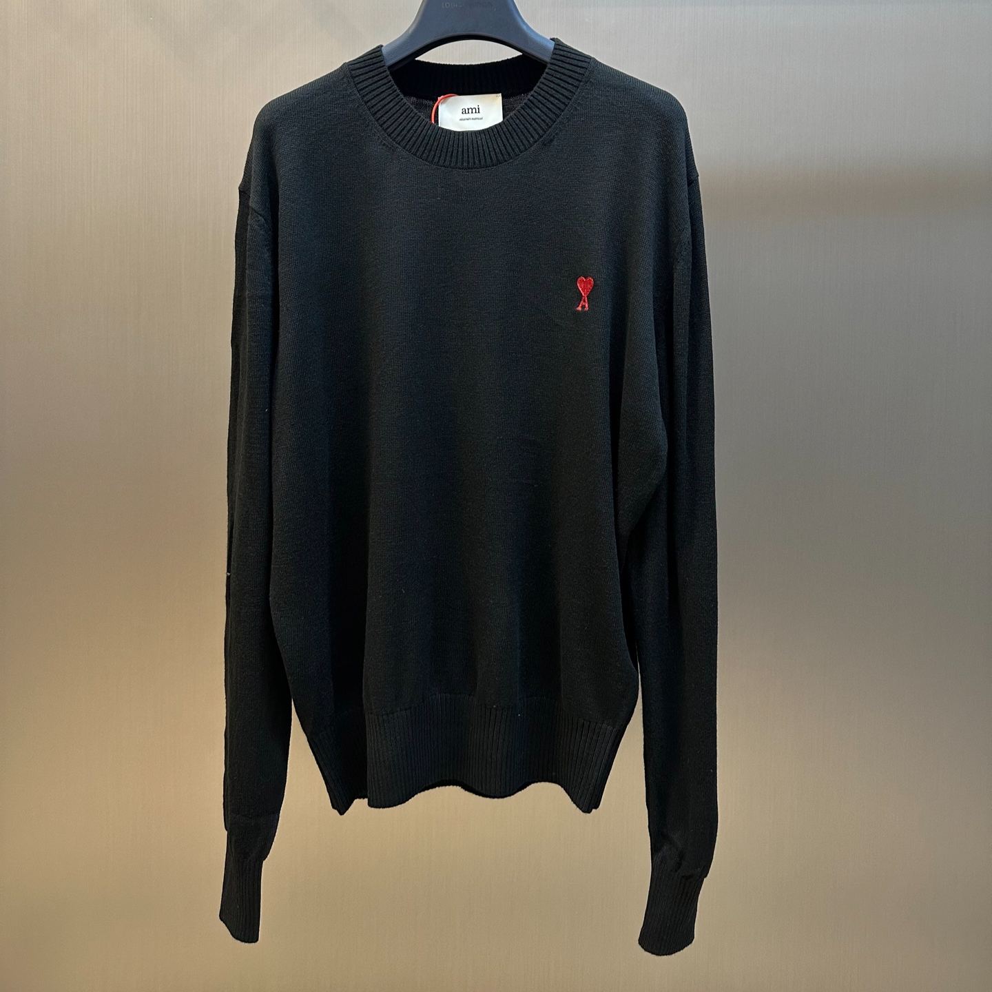 AMI Heart A Embroidered Crew Neck Knit（BFHKS111KN0025-001）