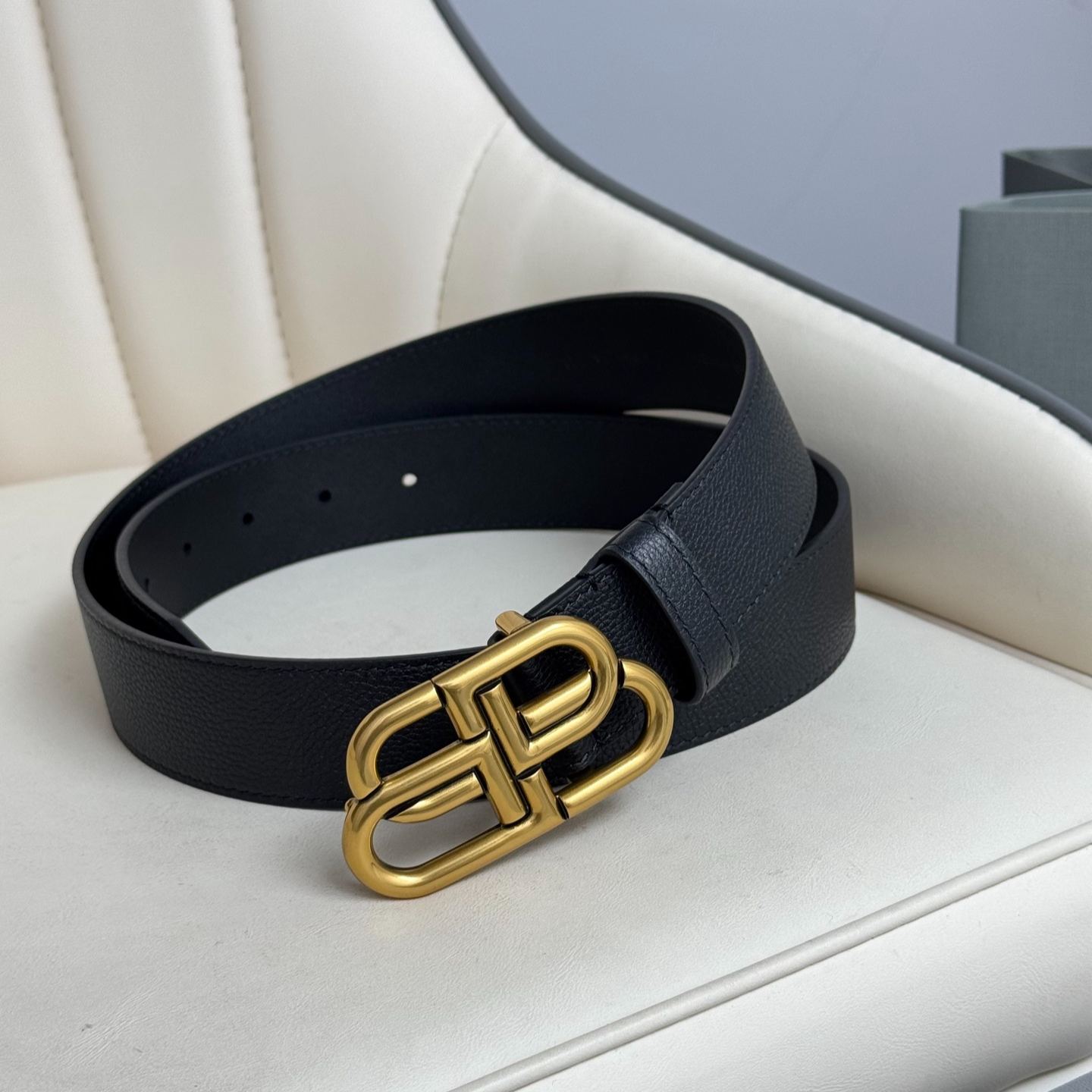 Balenciaga Bb Large Belt in Black-3.5cm（5703701CH041000）