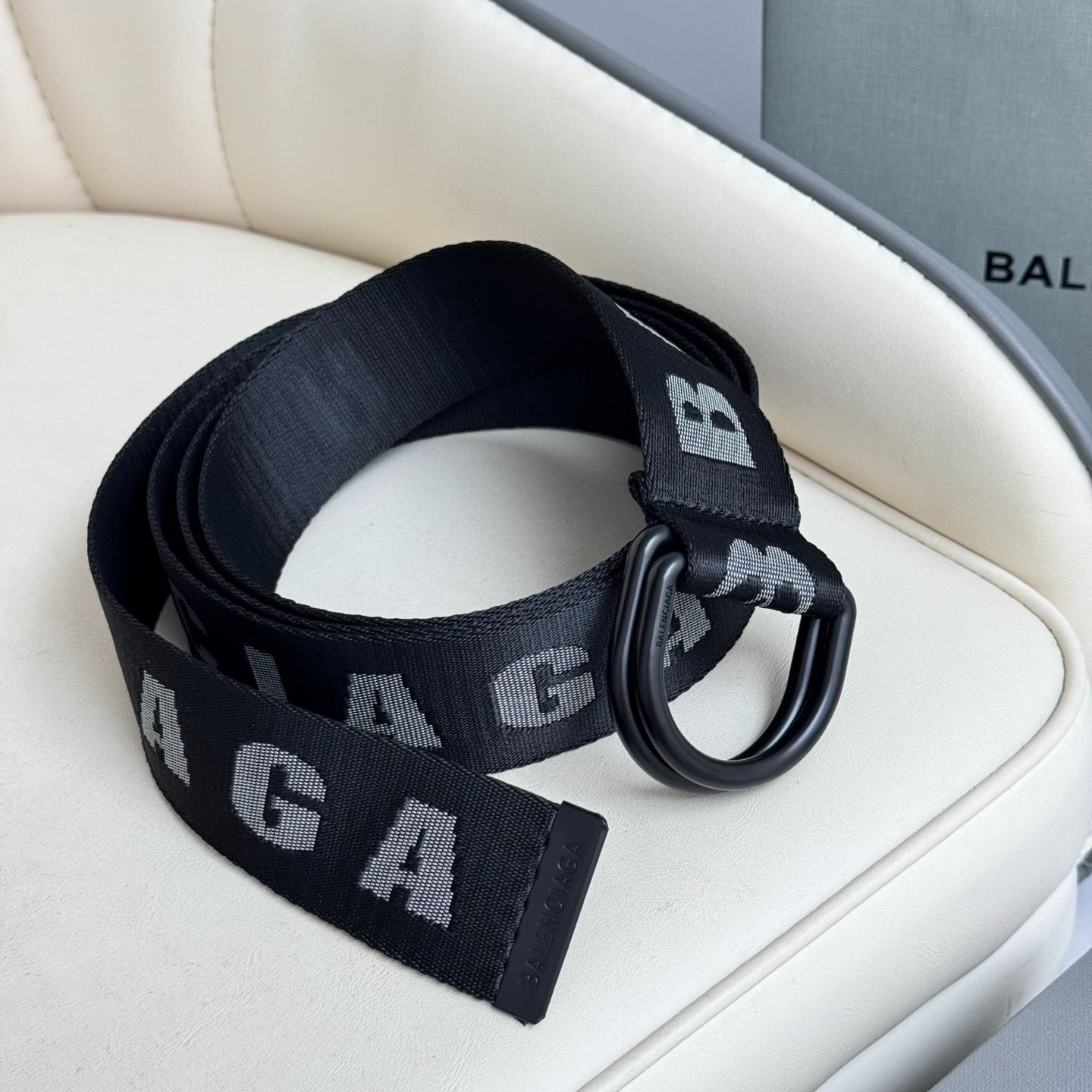 BALENCIAGA Men's D-Ring Belt in Dark Gray-4cm（7944852AA5W1064）