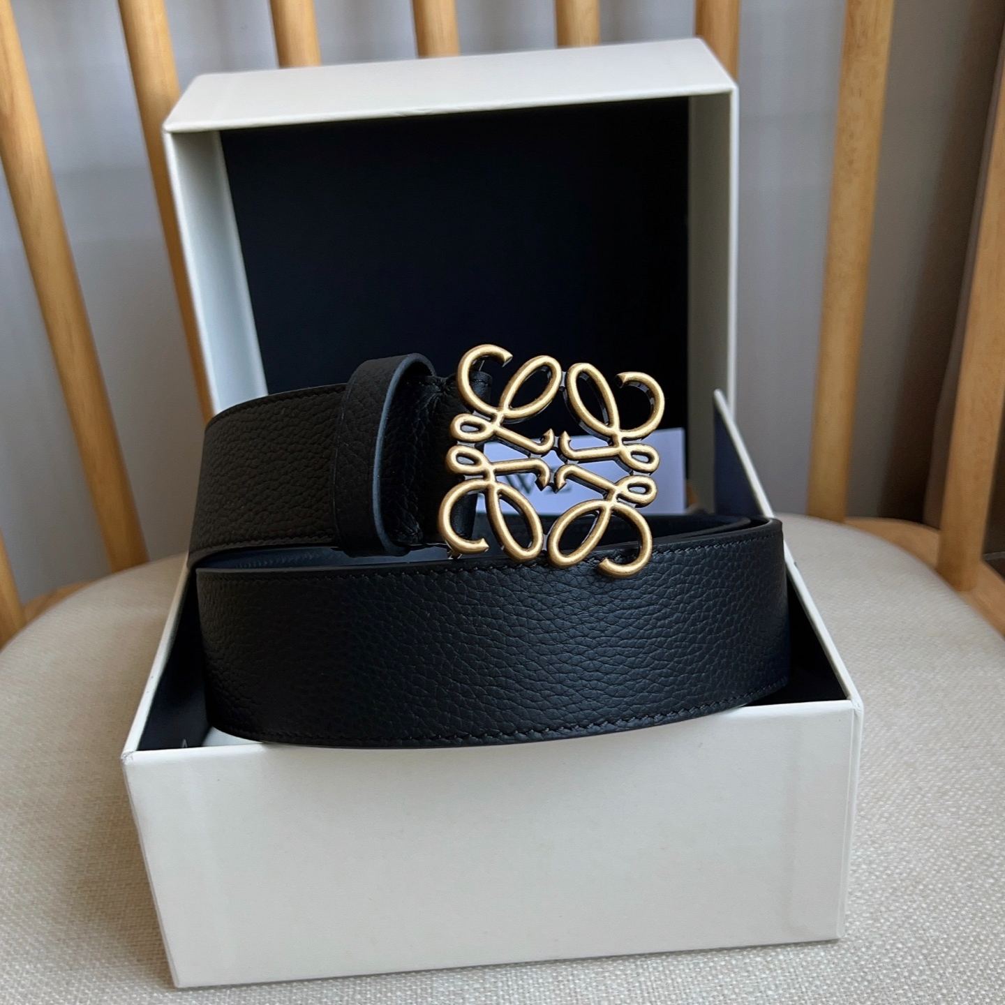 LOEWE Chunky Anagram Belt "Black/Vintage Palladium"（E821238X14）