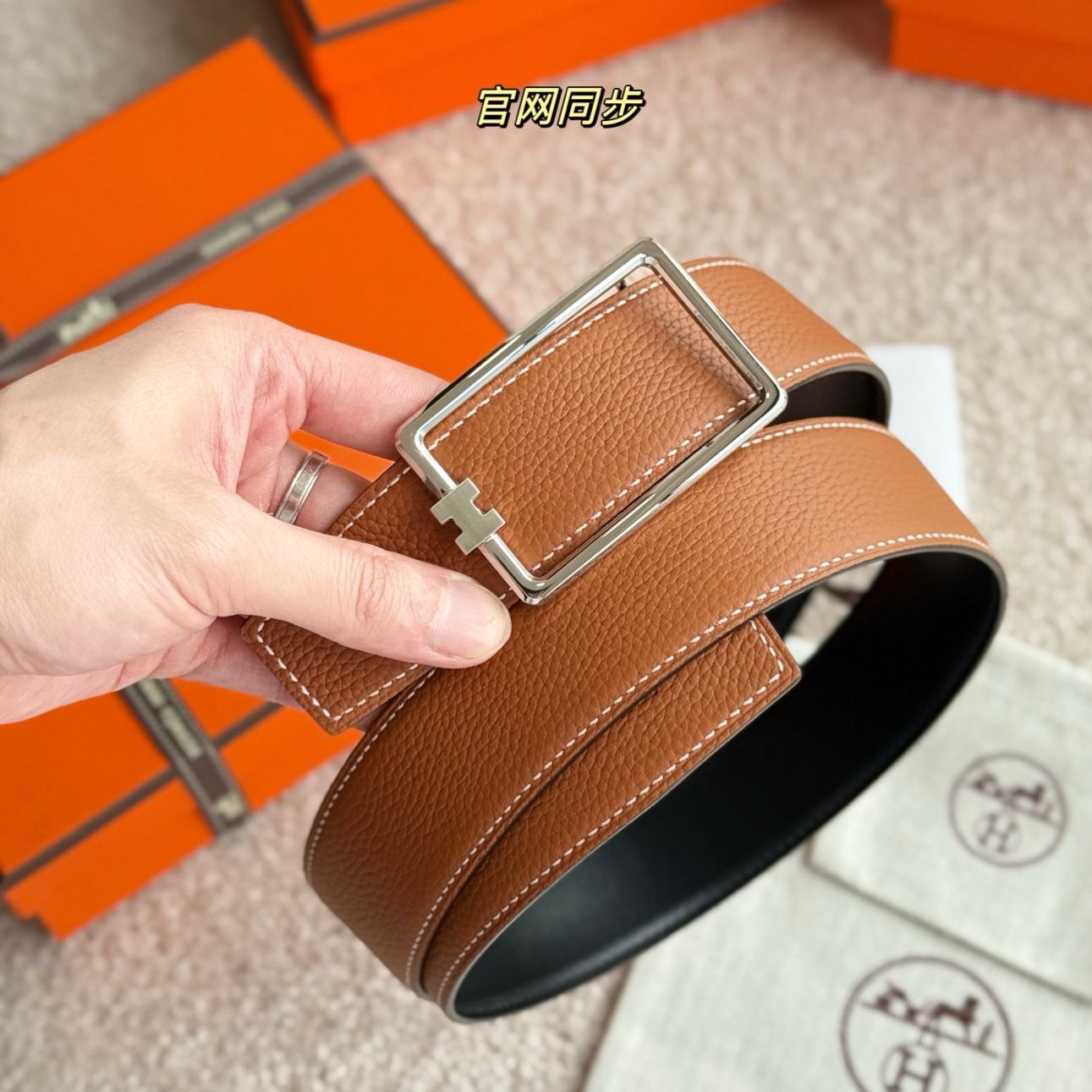 Hermes -- Leather Belts Men's-3.8cm（H081675CK05-H077971CAAA105）