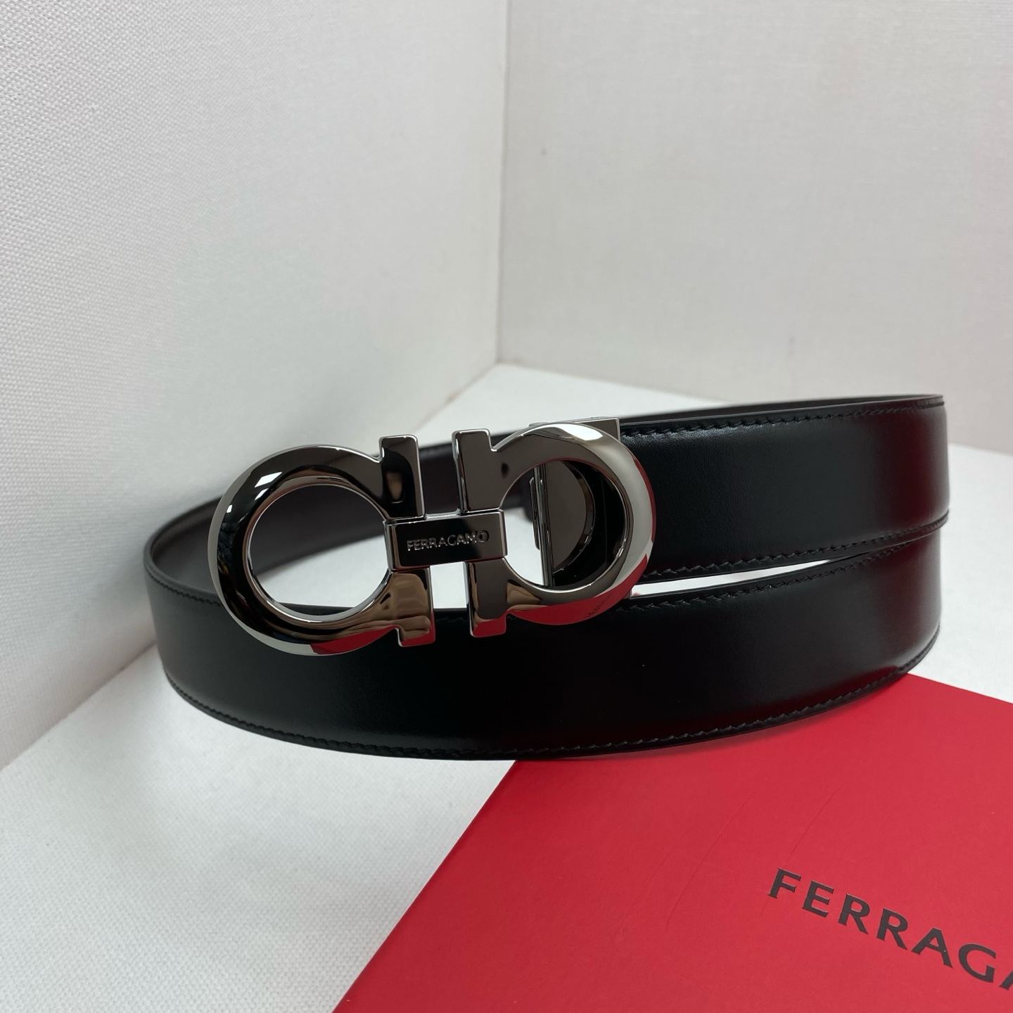 Ferragamo Leather Gancini Belt-3.5cm（725421）