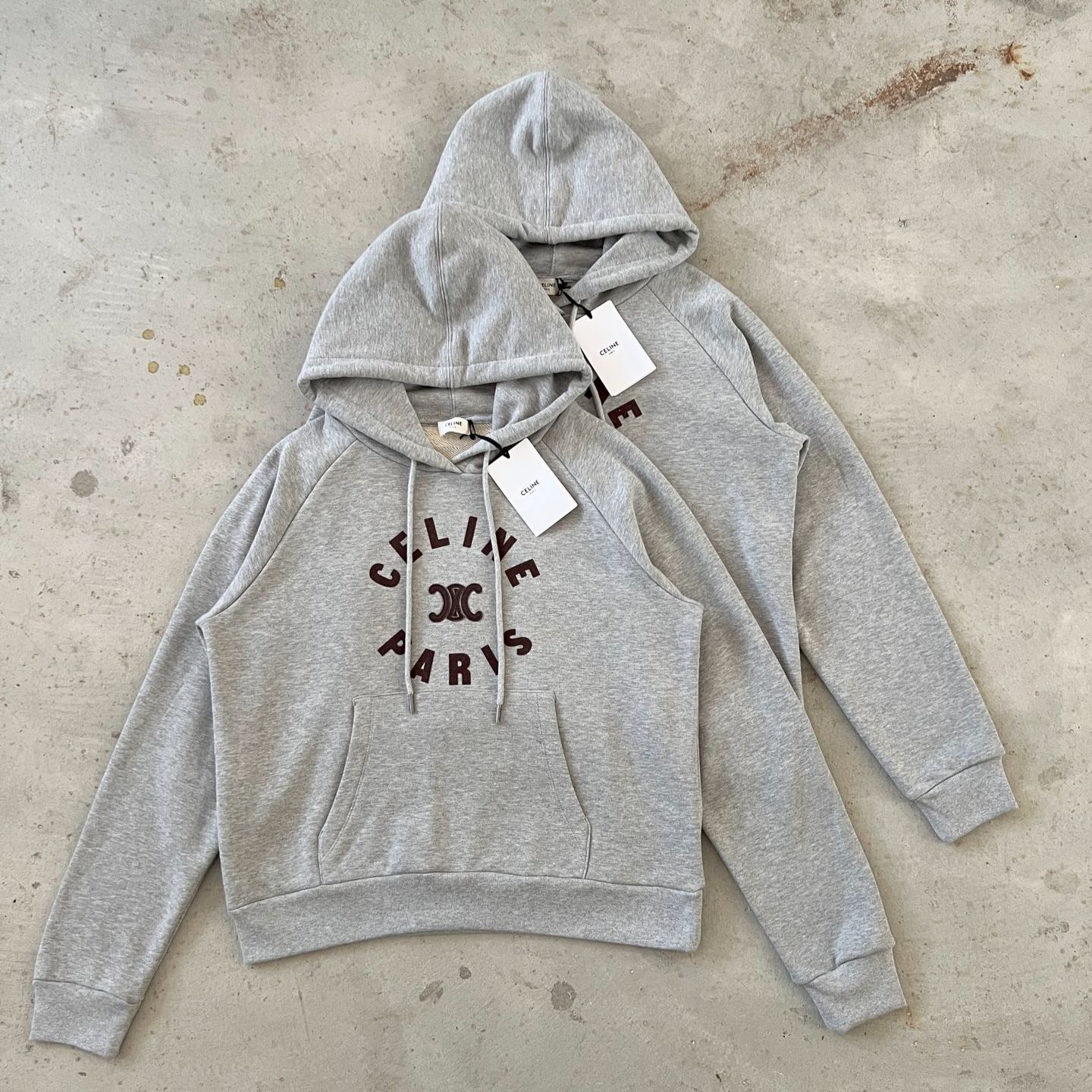Celine Triomphe cotton fleece hoodie  (2Y22H670Q-09BJ）