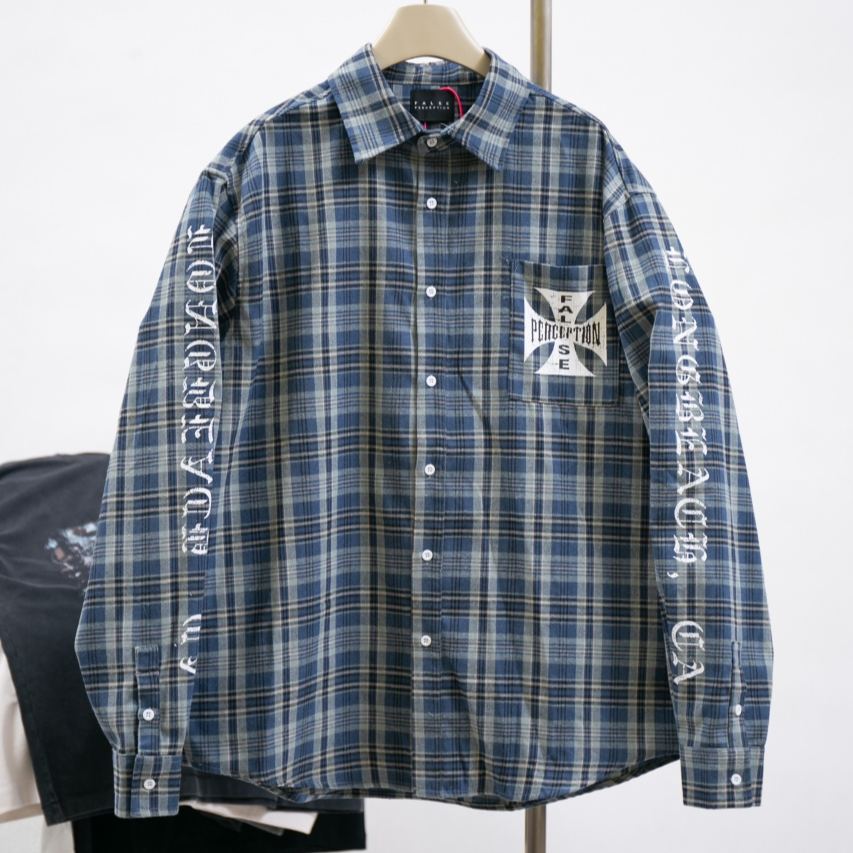 False Perception plaid shirt high street style(2402-19-04)