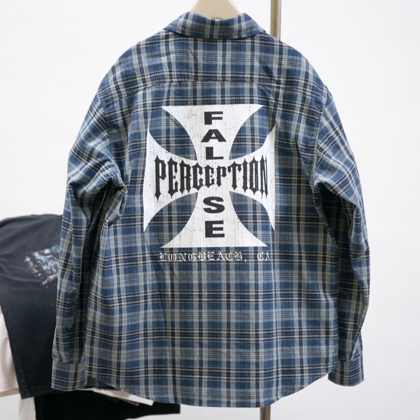 False Perception plaid shirt high street style(2402-19-04)