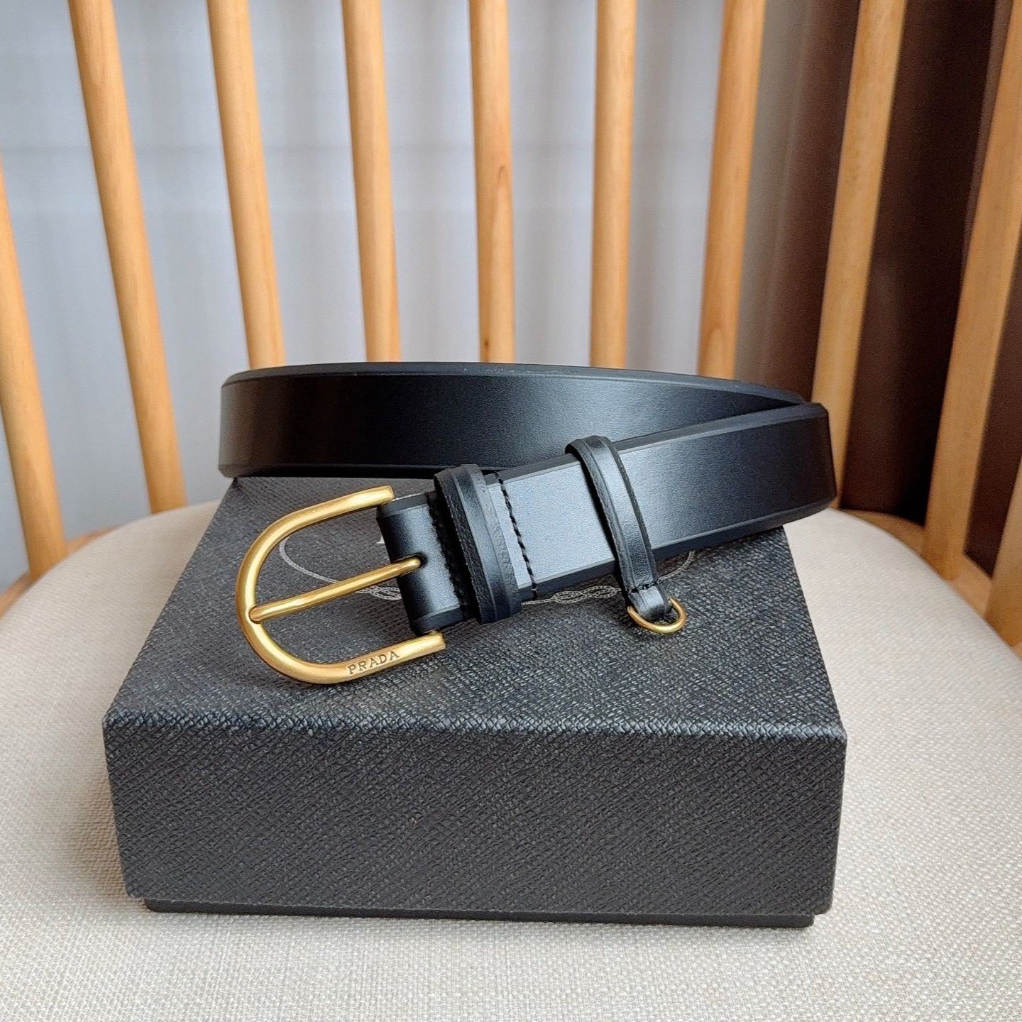 PRADA FW25 Black leather belt（1CS1472HIL）