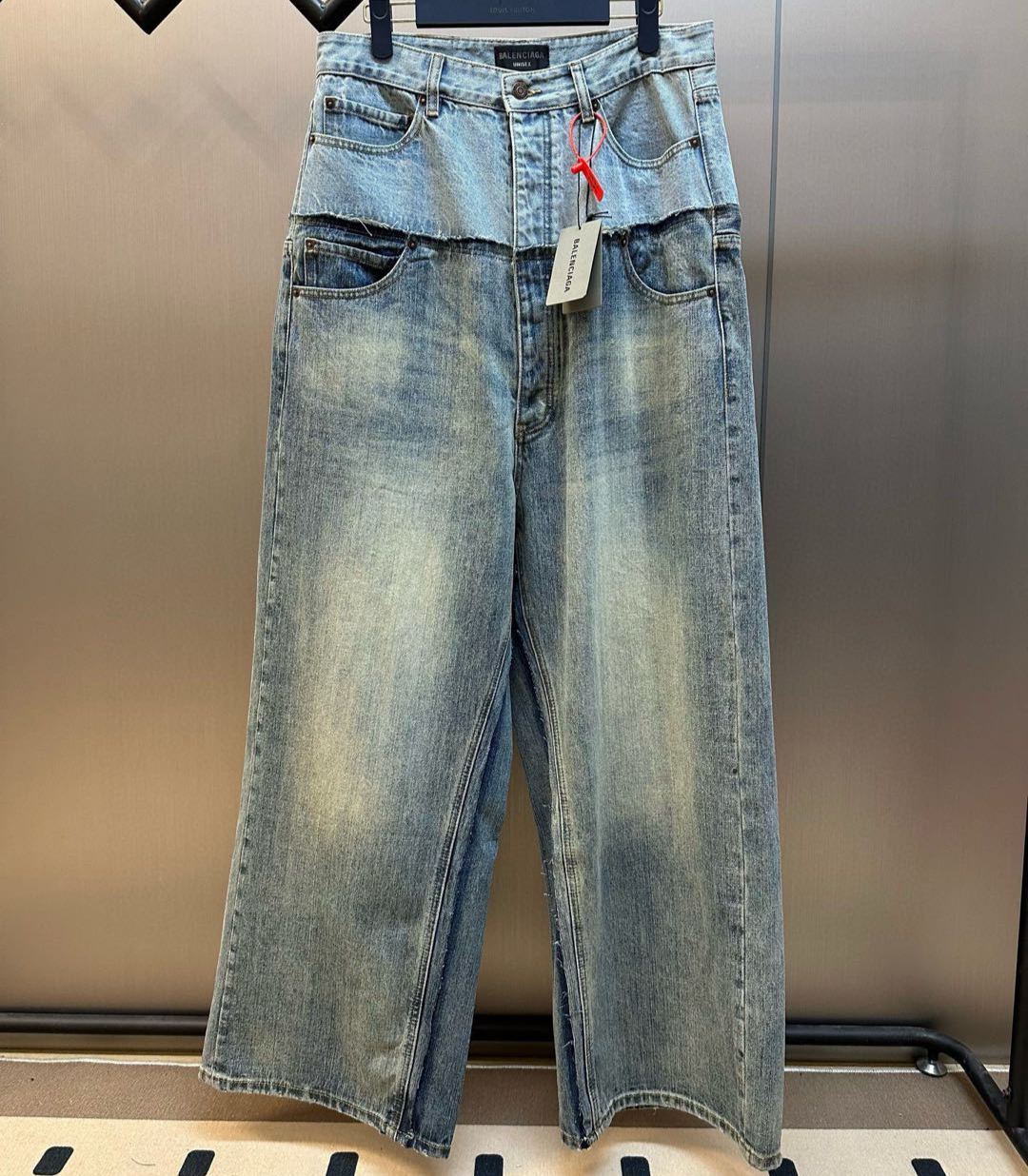 [Copy]BALENCIAGA Men's Cut-up Baggy Pants in Blue（805094TRW903969）