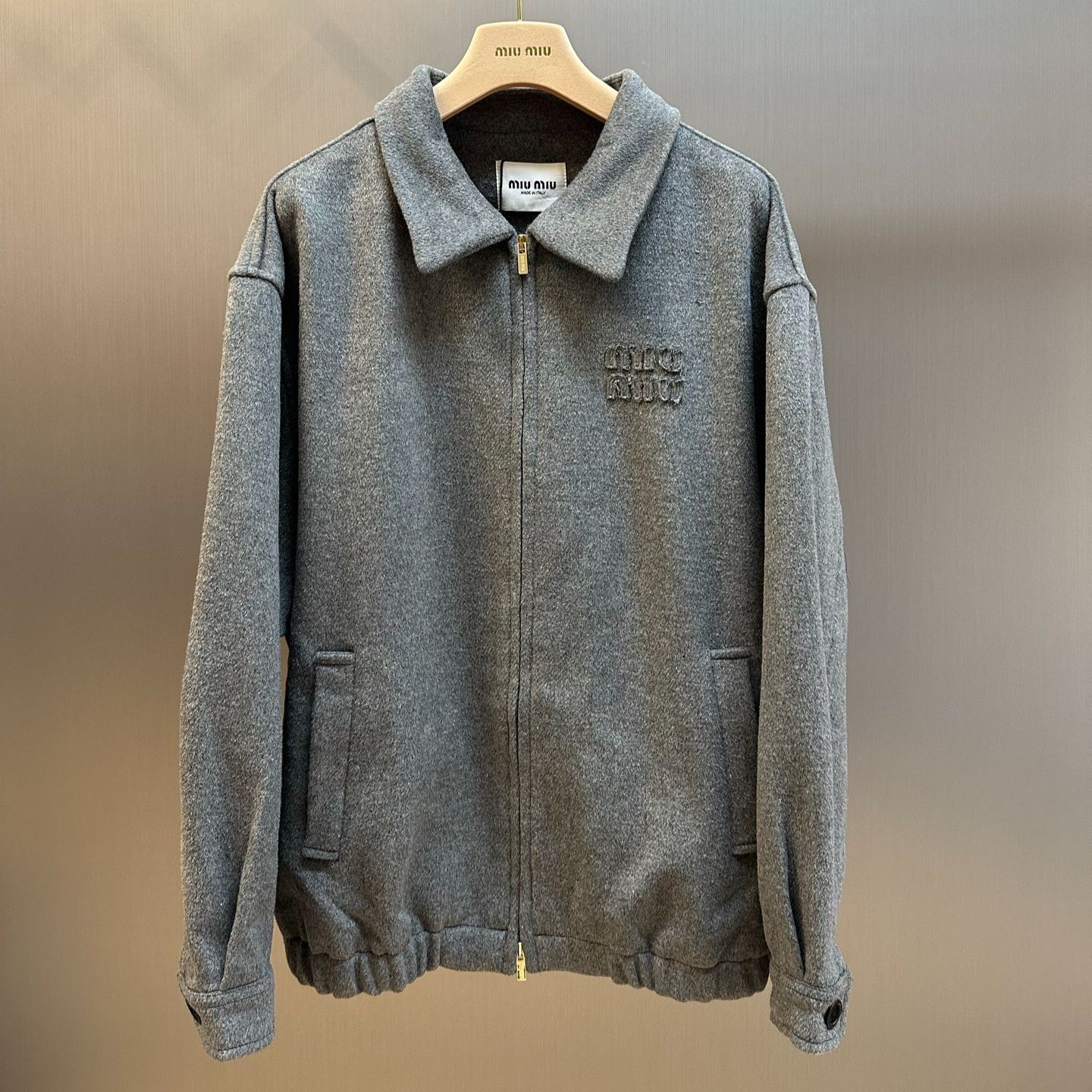 MIU MIU cashmere patchwork zippered collar jacket（ML1304-15Q8-F0031-S-OOO）