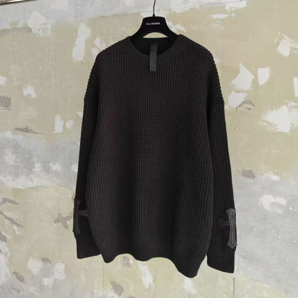 Chrome Hearts Leather Cross Patch Cashmere  (CH-104316903）