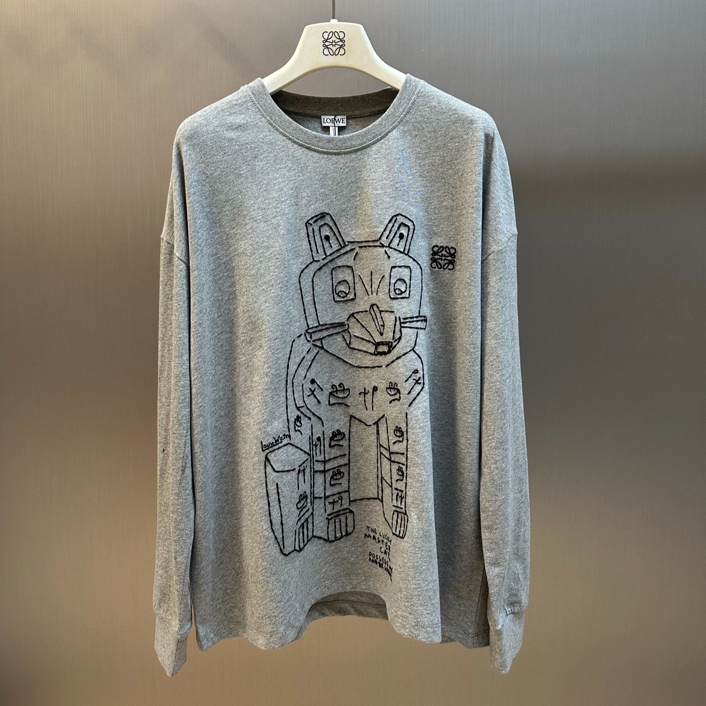 LOEWE Long sleeve T-shirt in cotton Grey (H526Y24J32-1440）