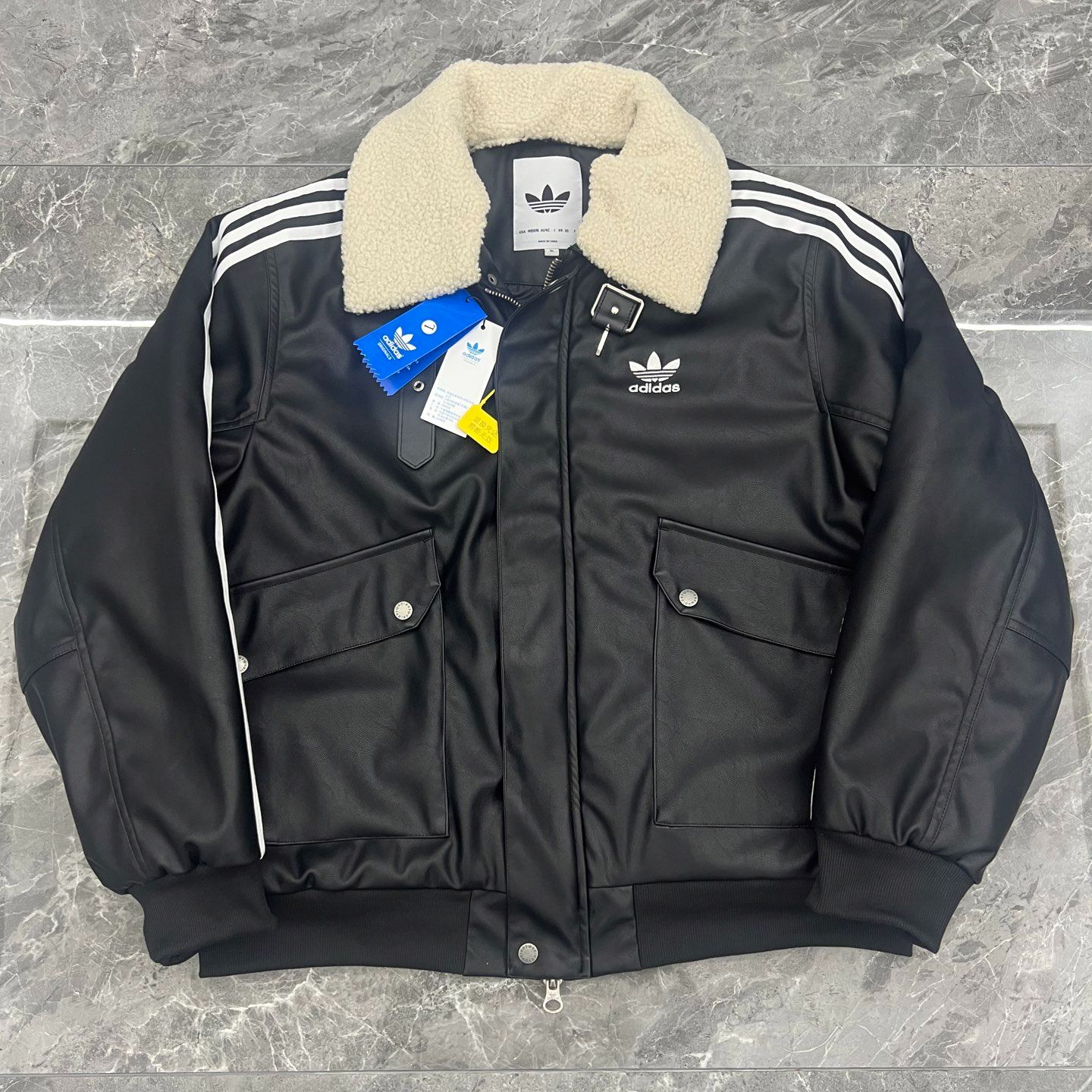 ADIDAS Originals Casual Leather Jacket (KF3691）
