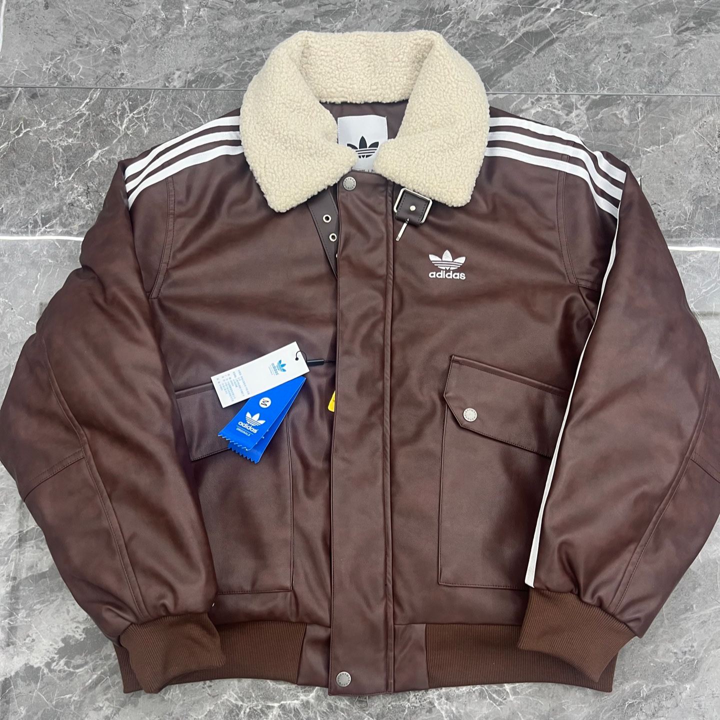 ADIDAS Originals Casual Leather Jacket (KF3691）
