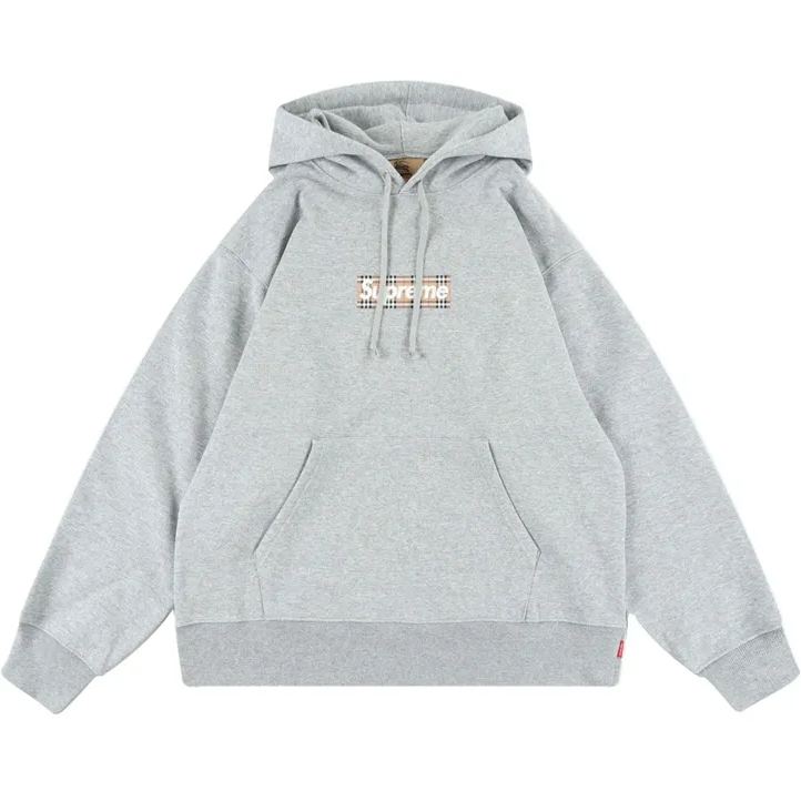 Supreme / Burberry Box Logo Hooded Sweatshirt "Heather Grey"（SUP-SS22-126）