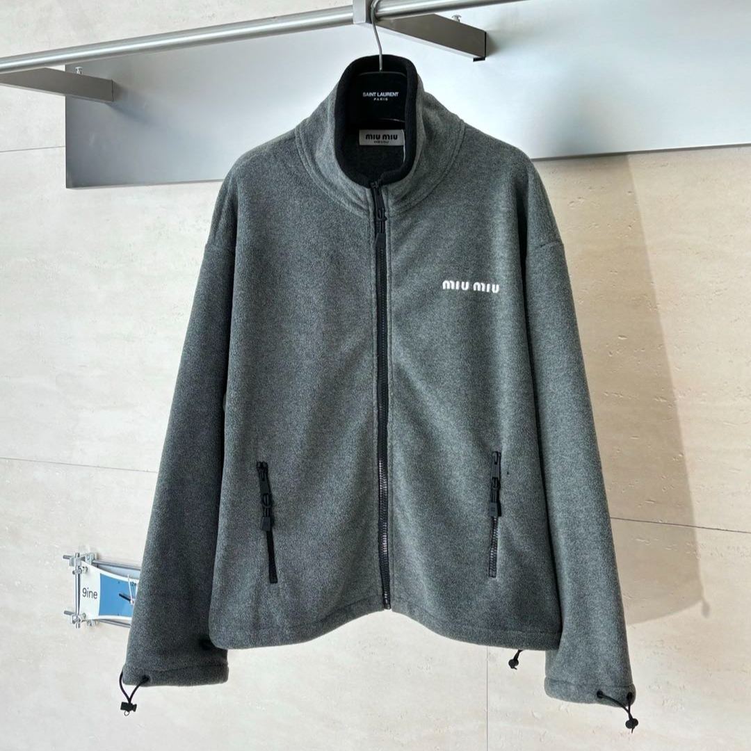 MiuMiu Grey Fleece Sweatshirt（MJL042-15V3-F0031-S-OOO）