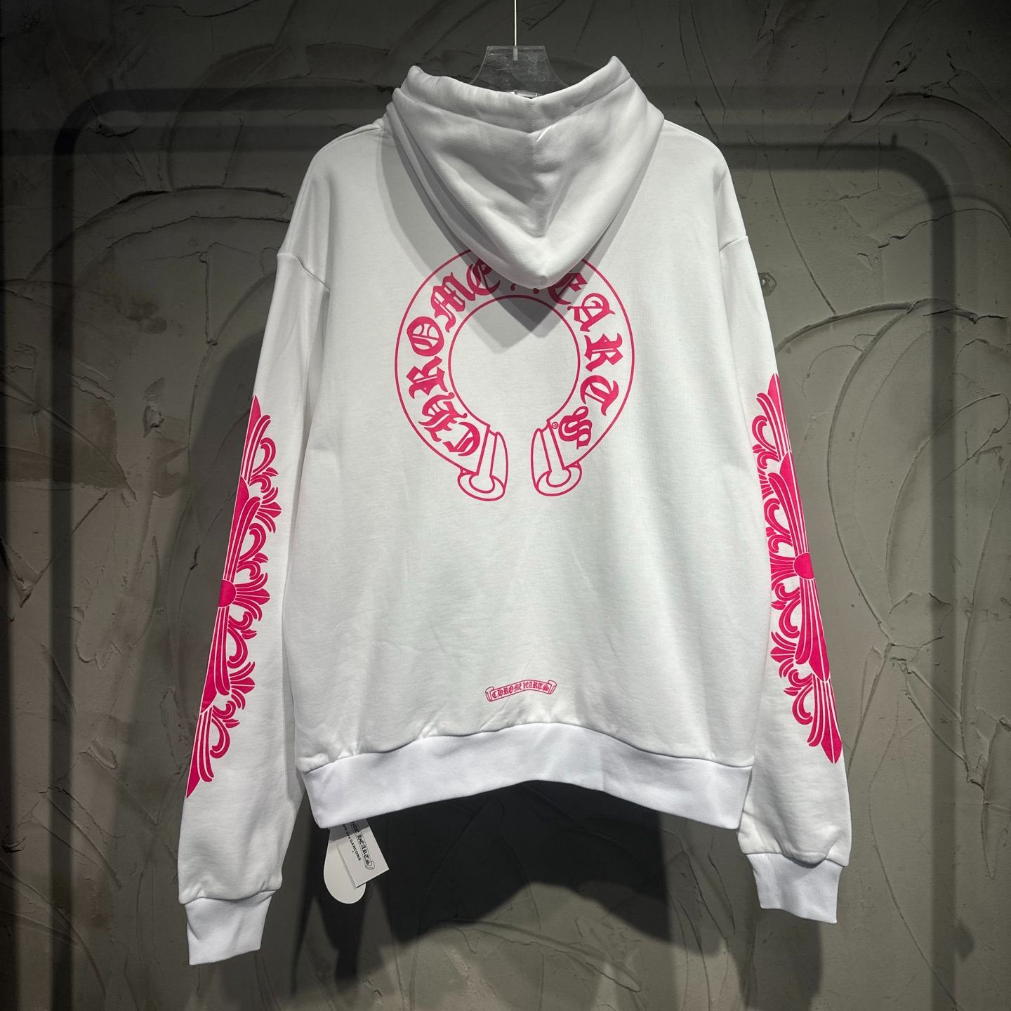 Chrome Hearts White Magenta Horseshoe Hoodie (042-075043）