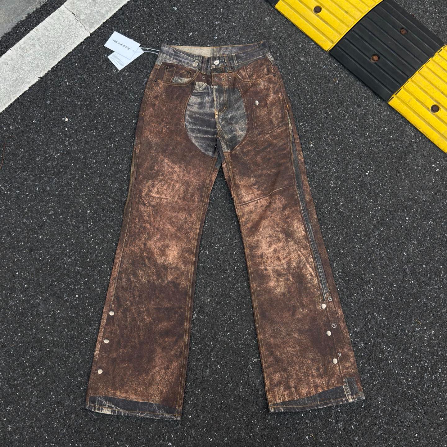 Acne Studios Printed Trousers in Blue & Brown (BK0703-AG7）