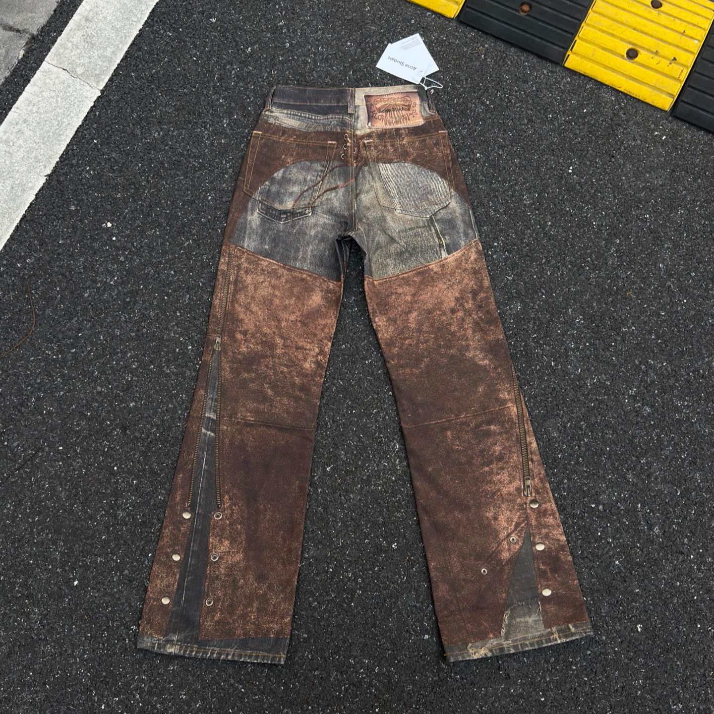 Acne Studios Printed Trousers in Blue & Brown (BK0703-AG7）