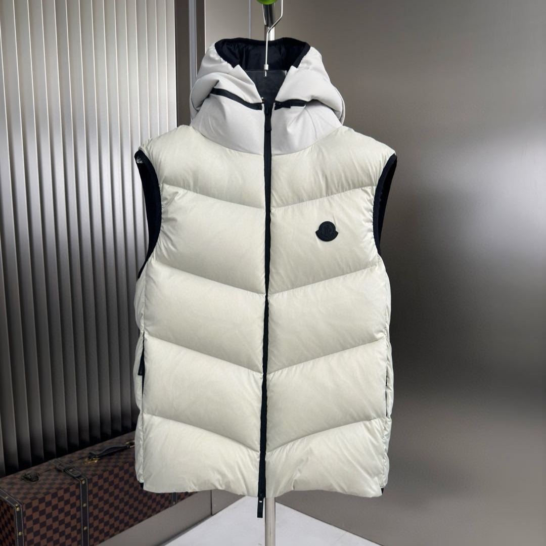 MONCLER Black Guersac Men's Twill Quilted Hooded Down Vest（K20911A00042597YD999）