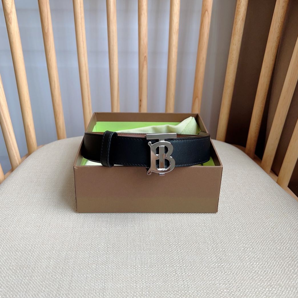 BURBERRY reversible leather belt with TB logo（80525301）
