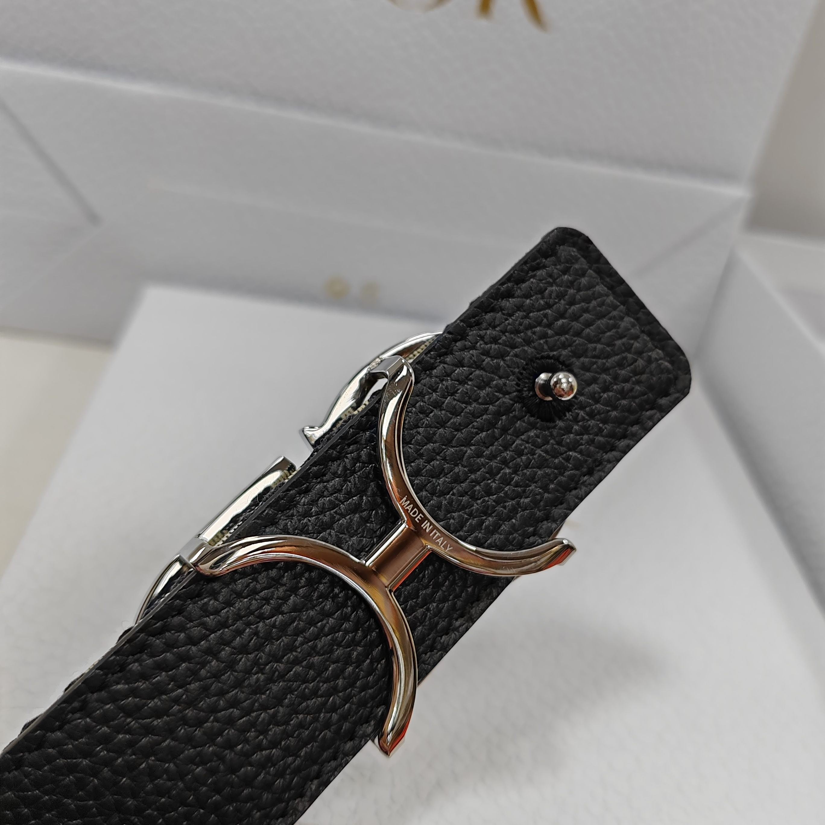 Dior Essentials CD Reversible Belt: Brass x Twill Jacquard x Grain Calfskin（4907PLMET_H02K）