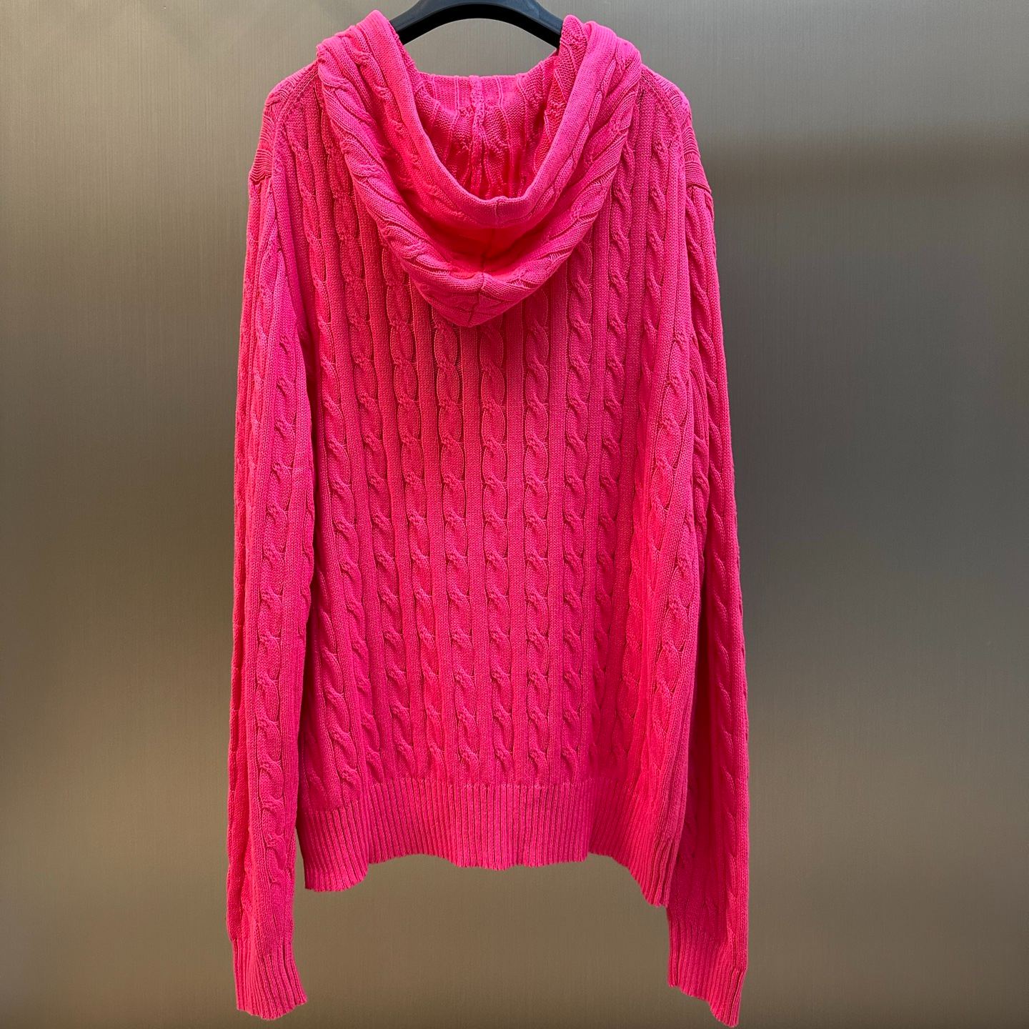 Polo Ralph Lauren Pink Pony Cable-Knit Hoodie in Black（WMPOSWENC021408）