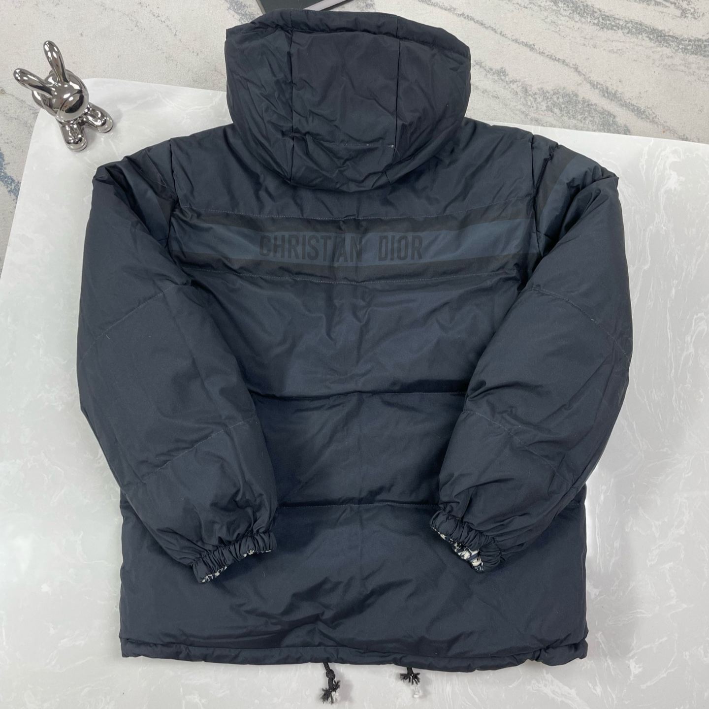 Dior Women's Oblique Quilted Technical Taffeta Reversible Long Down Jacket "Blue/Ecru"（147C23A2968-X5803）