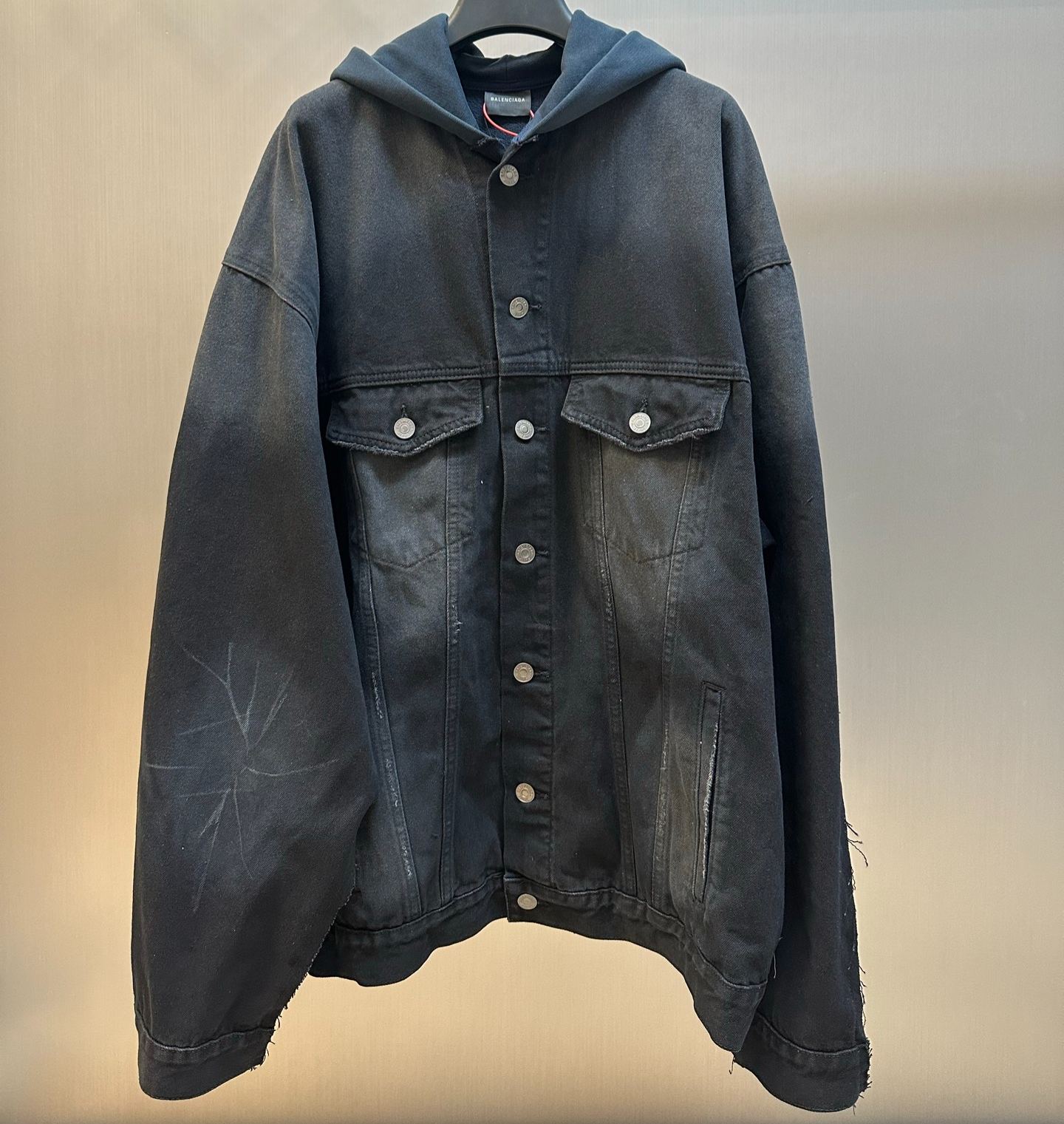 BALENCIAGA Two-Tone Denim And Jersey Jacket（850703TTW671037）